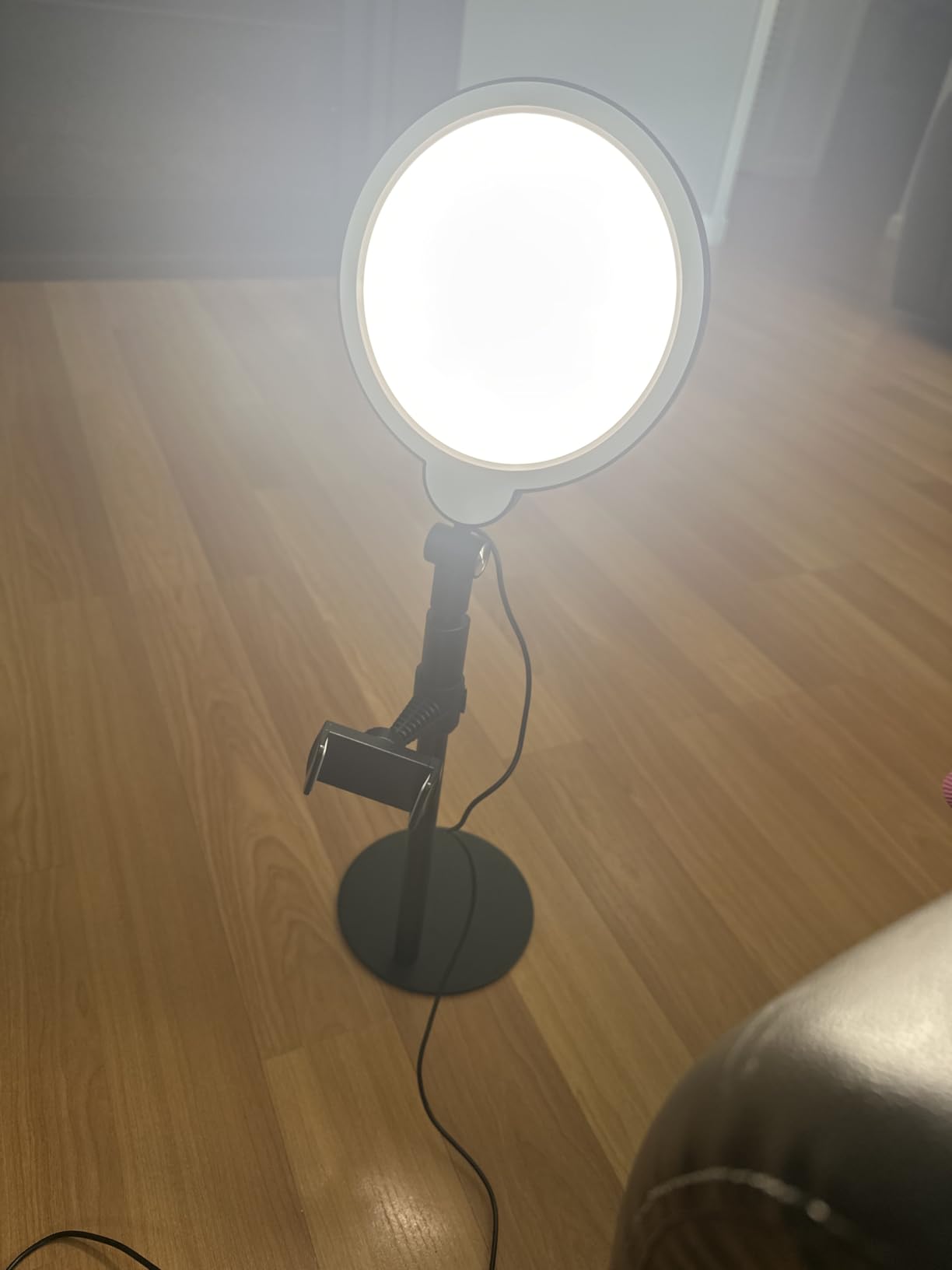 Dimmable Ring Light with Stand for Desk, Adjustable Desk Light for Video Recording, 30 Light Modes Video Conference Lighting, Zoom Lighting for Computer, Webcam, Podcast, Calls, Home Office, CRI 97.8 customer photo 1