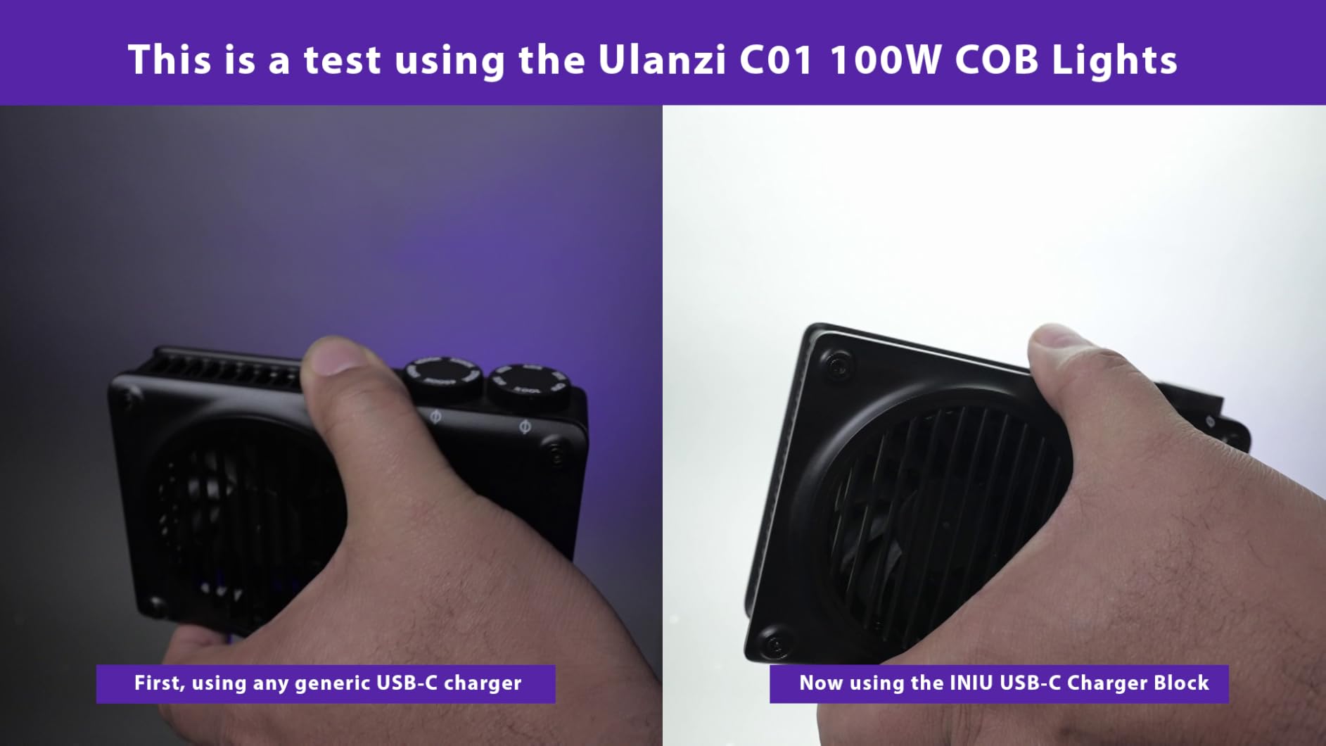 Ulanzi C01 100W COB Lights - PD 3.0 Powered, LED Video Light 2700K-6500K, 14500Lx, CRI 96+, Compact & Lightweight (343g), Type-C Power Supply, Mini Bowens Mount customer photo 2