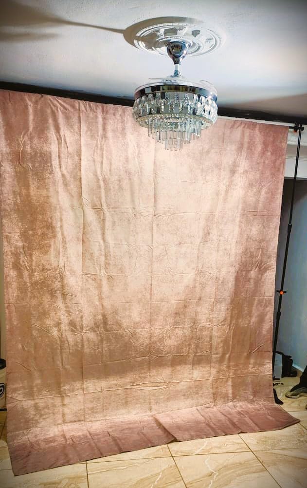 ZTHMOE 5x7ft Fabric Blue Abstract Texture Photography Backdrop (No Stand No Clips) Portrait Photoshoot Background Adult Newborn Child Headshot Photo Studio Props Booth Rod Pocket On Top customer photo 2