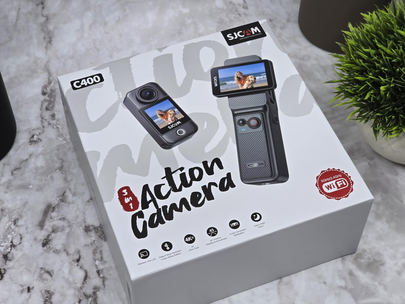 SJCAM C400 Vlogging Creators Combo, with 64GB Card,4K Image,7H Power use,6-Axis Stabilizer,for Vlogs influencers,2.29'' Touch Screen,30M Waterproof Body Cam,Vlogging for YouTube,Black customer photo 2