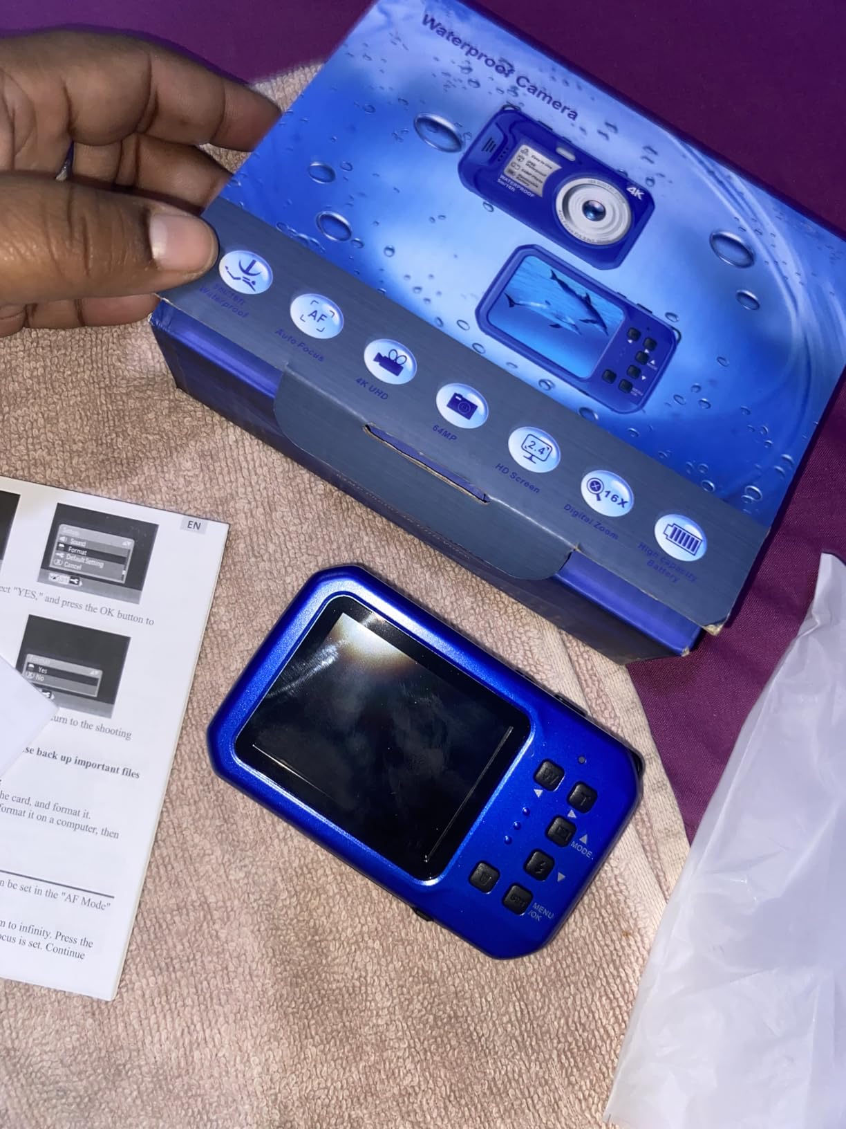 4K Underwater Camera 33FT Waterproof Camera for Snorkeling with 32GB Card Dual-Screen Compact Dustproof Floatable Autofocus UHD 64MP Point and Shoot Digital Camera 1500mAh Battery customer photo 1