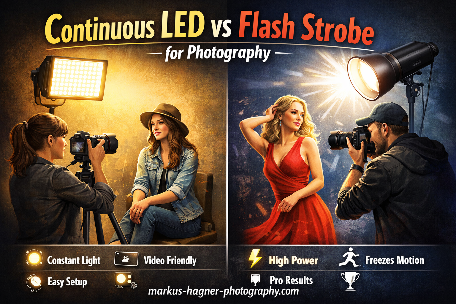 Continuous LED vs Flash Strobe for Photography