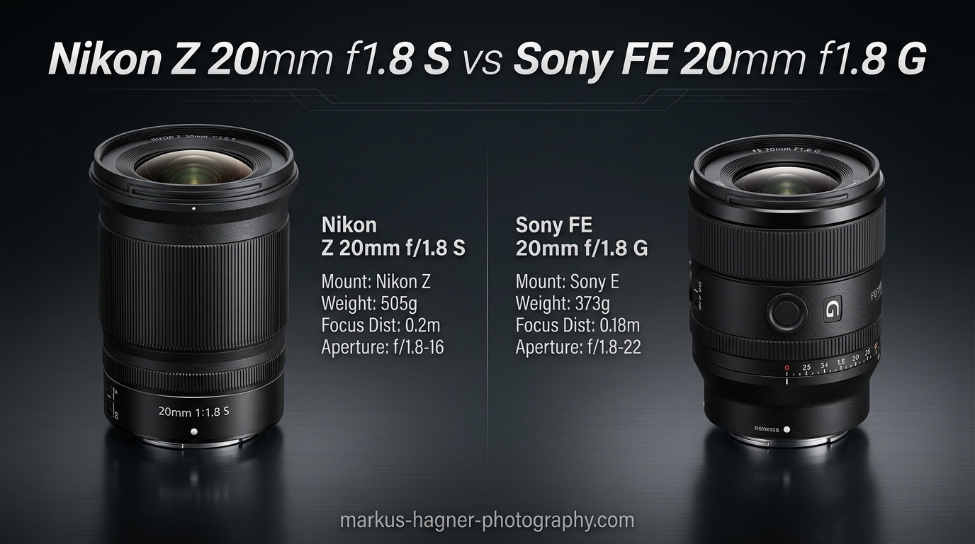 Nikon Z 20mm f1.8 S vs Sony FE 20mm f1.8 G