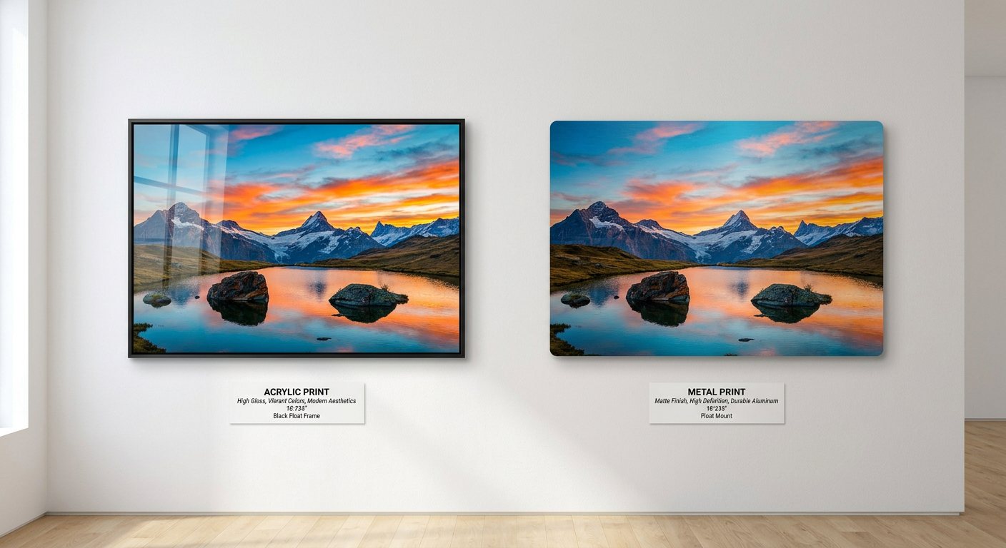 Acrylic vs Metal Prints for Modern Gallery Display