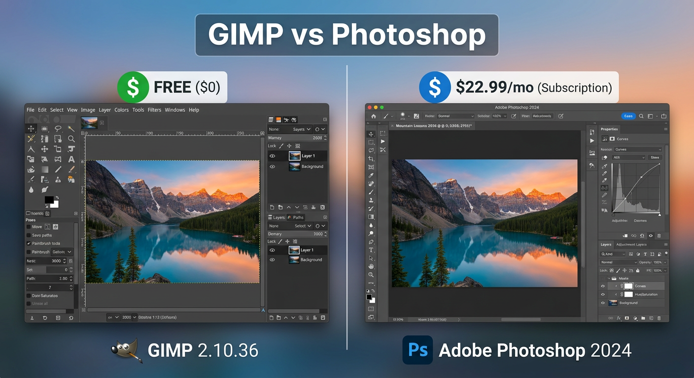 GIMP vs Photoshop for Photo Editing on a Budget