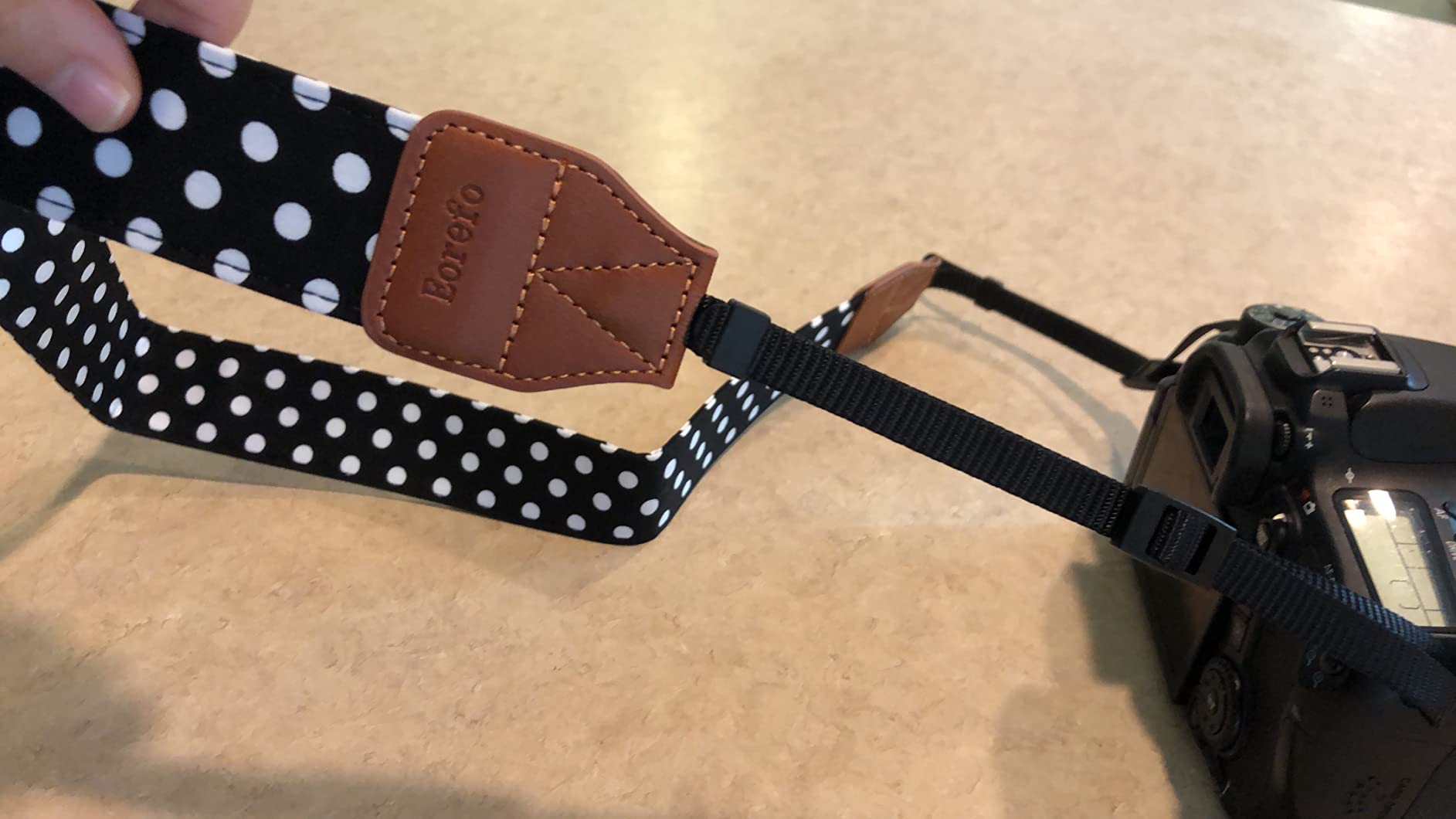 Camera Strap Women Camera Neck Strap Shoulder Belt Strap for Compact Digital Camera, Mirrorless Camera, Small DSLR Camera, Instant Camera(Black Dot) customer photo 1