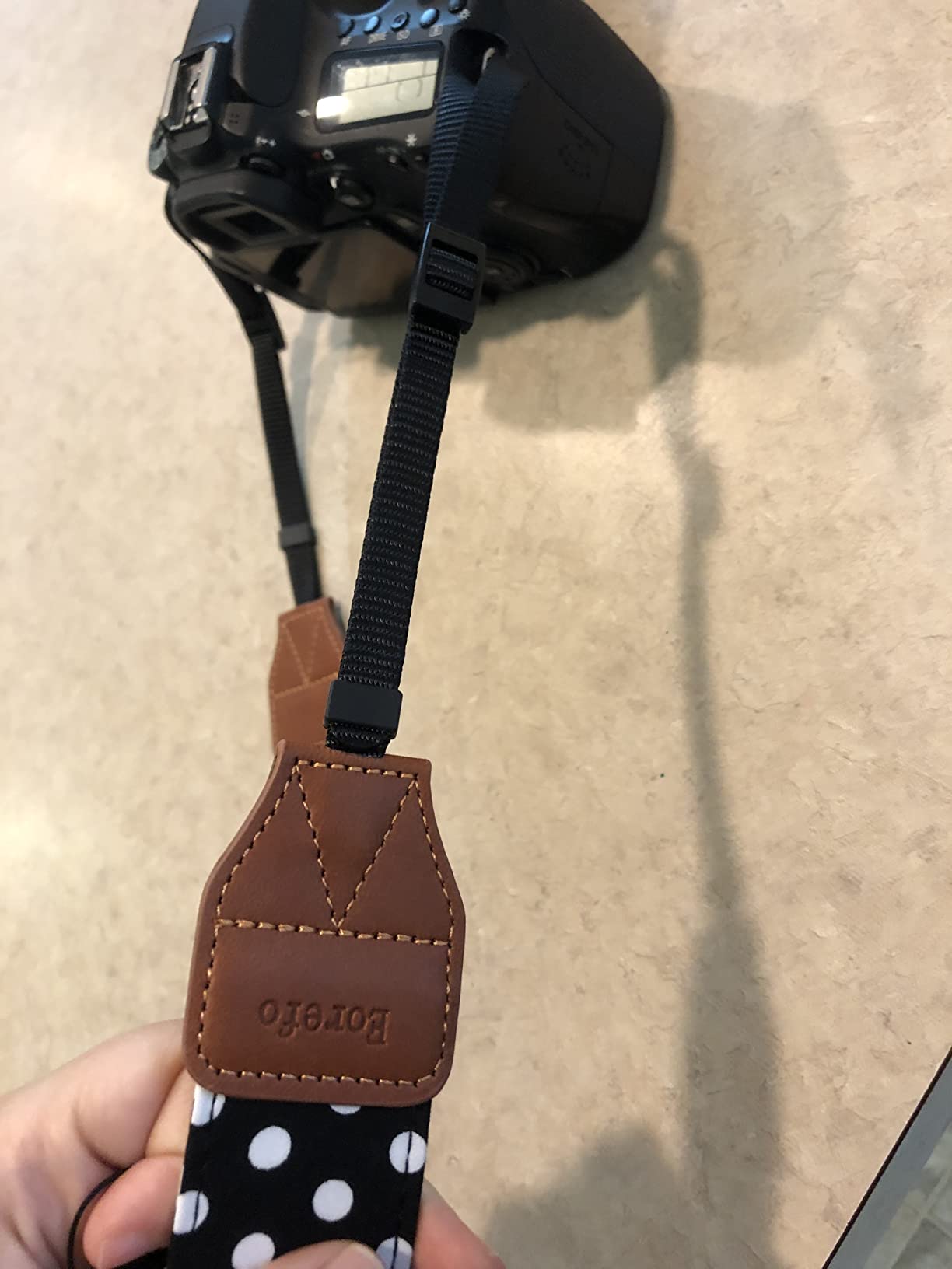 Camera Strap Women Camera Neck Strap Shoulder Belt Strap for Compact Digital Camera, Mirrorless Camera, Small DSLR Camera, Instant Camera(Black Dot) customer photo 2