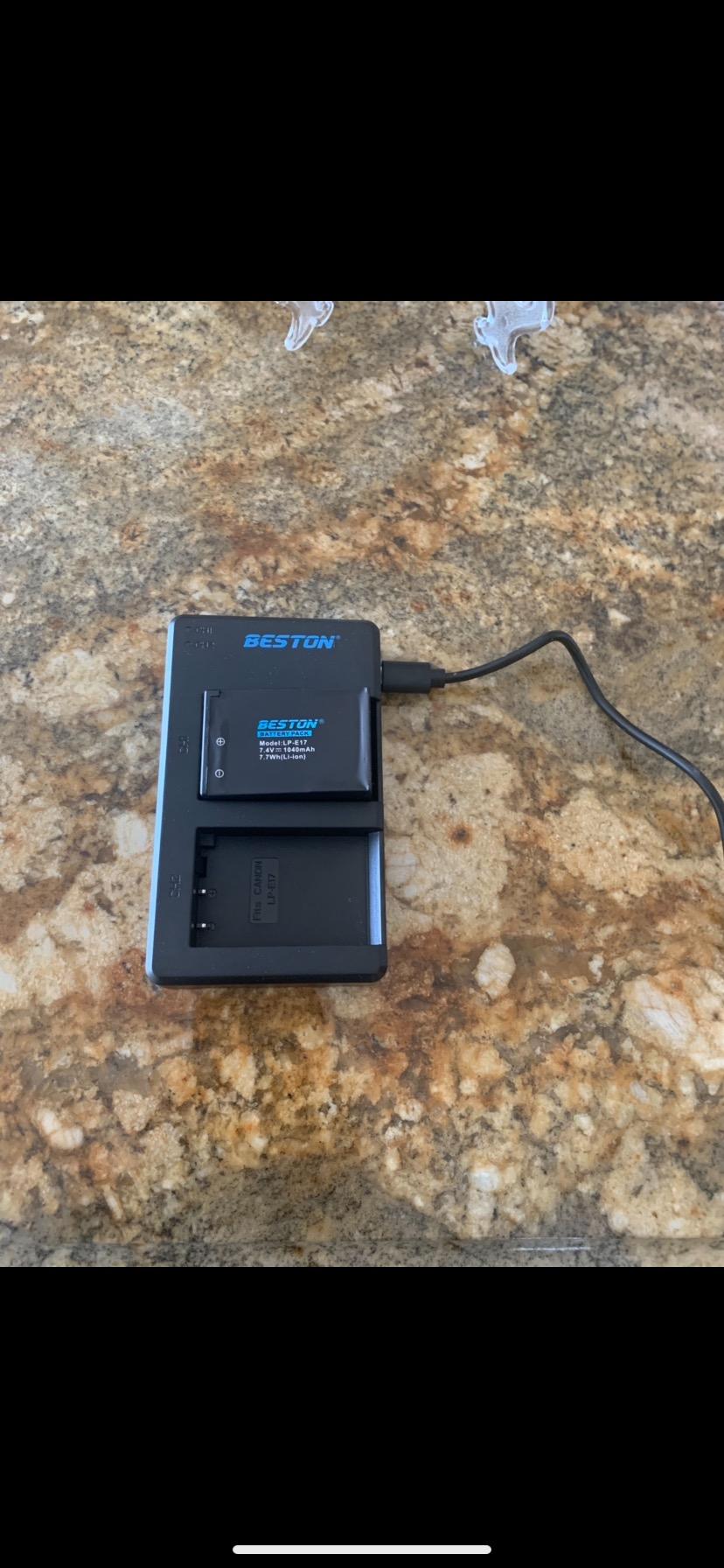 BESTON 2-Pack LP-E17 Battery and Charging Base for Canon EOS R50 R100 RP R10 R8, Rebel T8i, T7i, T6i, T6s, SL2, SL3, EOS M3, M5, M6 Mark II, 77D, 200D, 750D, 760D, 800D, 8000D Camera customer photo 2