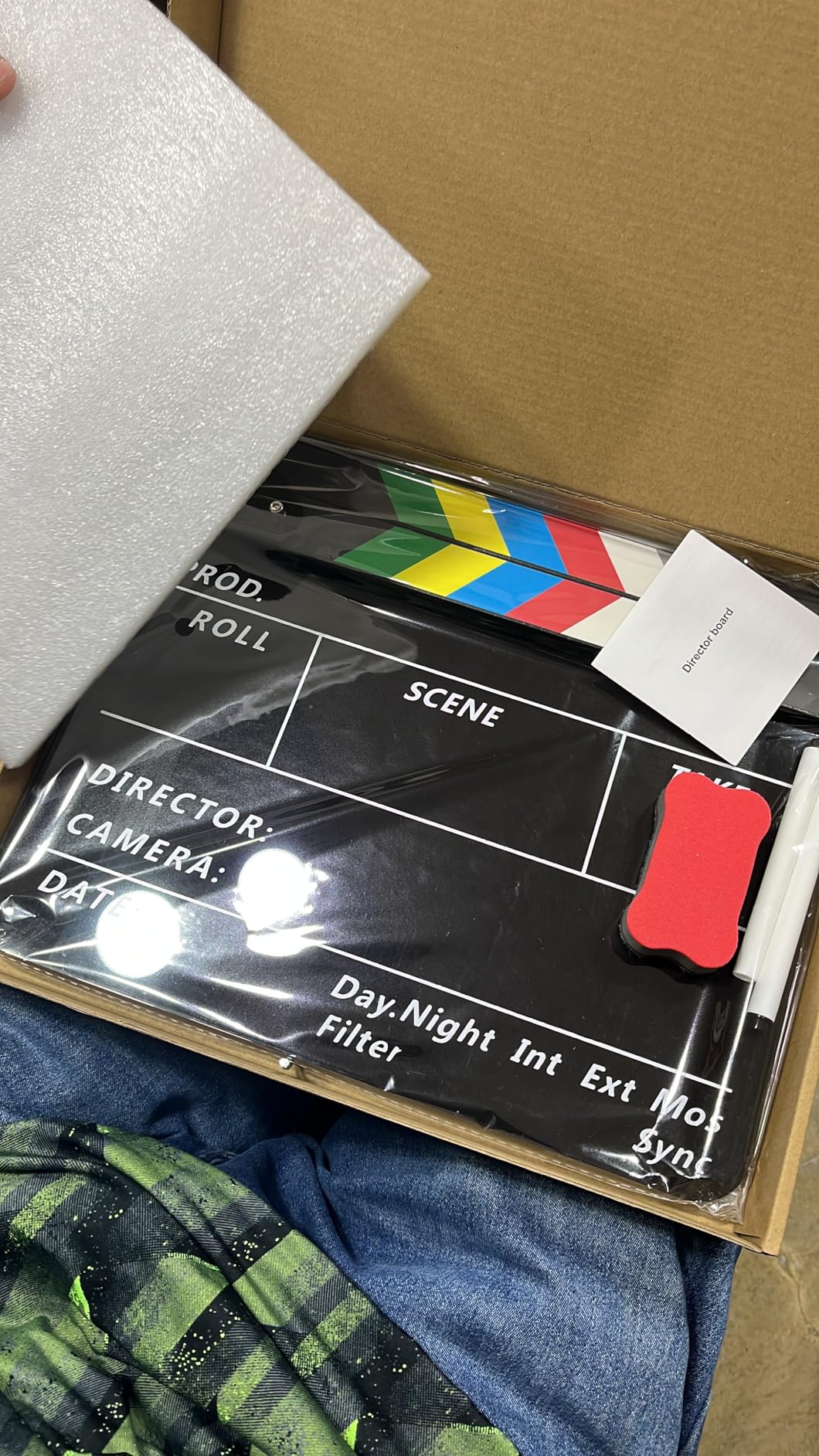 Acrylic Film Clapper Board - 12 x 10in Film Slate Clapperboard Movie Theater Decor Clapboard with a Magnetic Blackboard Eraser, Two Custom Pens, Cleaning Cloth and Hexagonal Wrench customer photo 1