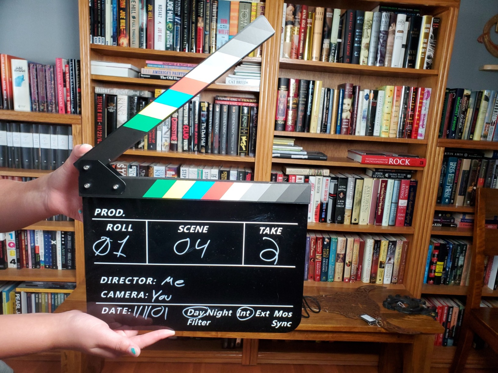 Acrylic Film Clapper Board - 12 x 10in Film Slate Clapperboard Movie Theater Decor Clapboard with a Magnetic Blackboard Eraser, Two Custom Pens, Cleaning Cloth and Hexagonal Wrench customer photo 2