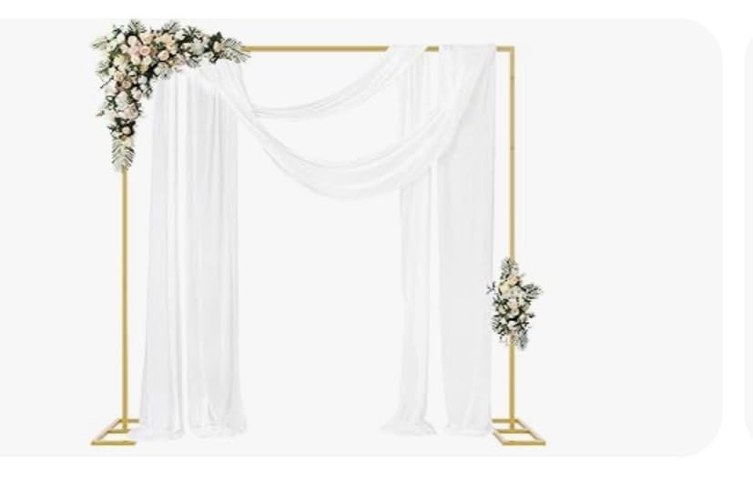 Fomcet 8FT x 8FT Backdrop Stand Heavy Duty with Base, White Portable Adjustable Pipe and Drape Backdrop Stand Kit, Square Metal Arch Party Frame for Wedding Birthday Parties Banquet Decorations customer photo 1
