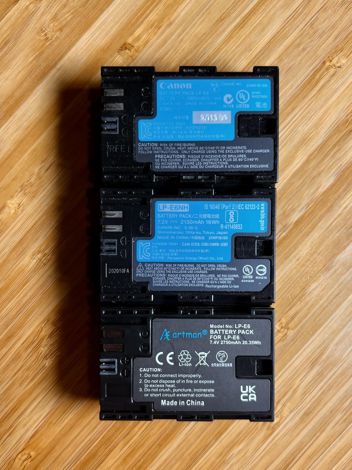 Artman LP-E6N LP-E6 Battery 3-Pack 2750mAh and 3-Slot LCD Charger for EOS R R5 R6 R7, R5 C, R6 Mark II,EOS 5D Mark II III IV,5D SR,6D Mark II 7D Mark II,6D 7D 90D 80D 70D 60D 60DA,XC10 XC15 Camera customer photo 2
