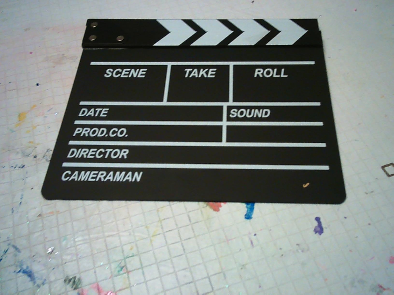 Movie Film Clapboard Hollywood Wooden-Clapper Board Directors Photography Studio Video TV Clapper Board with Erasable Pen Movie Theater Props Decor，Black Clap Board 10.5 X 11.7 inches (Black) customer photo 1