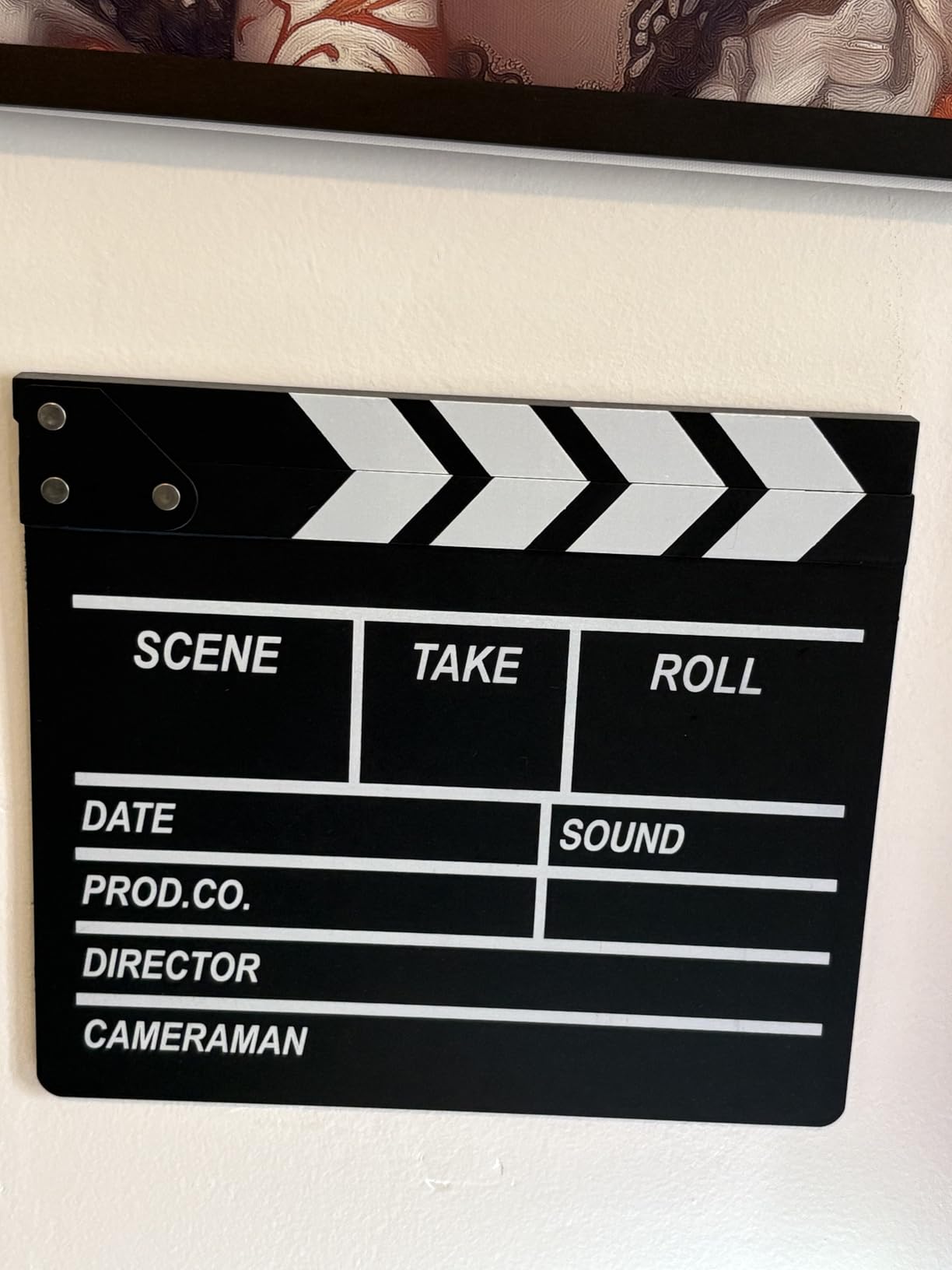 Movie Film Clapboard Hollywood Wooden-Clapper Board Directors Photography Studio Video TV Clapper Board with Erasable Pen Movie Theater Props Decor，Black Clap Board 10.5 X 11.7 inches (Black) customer photo 2