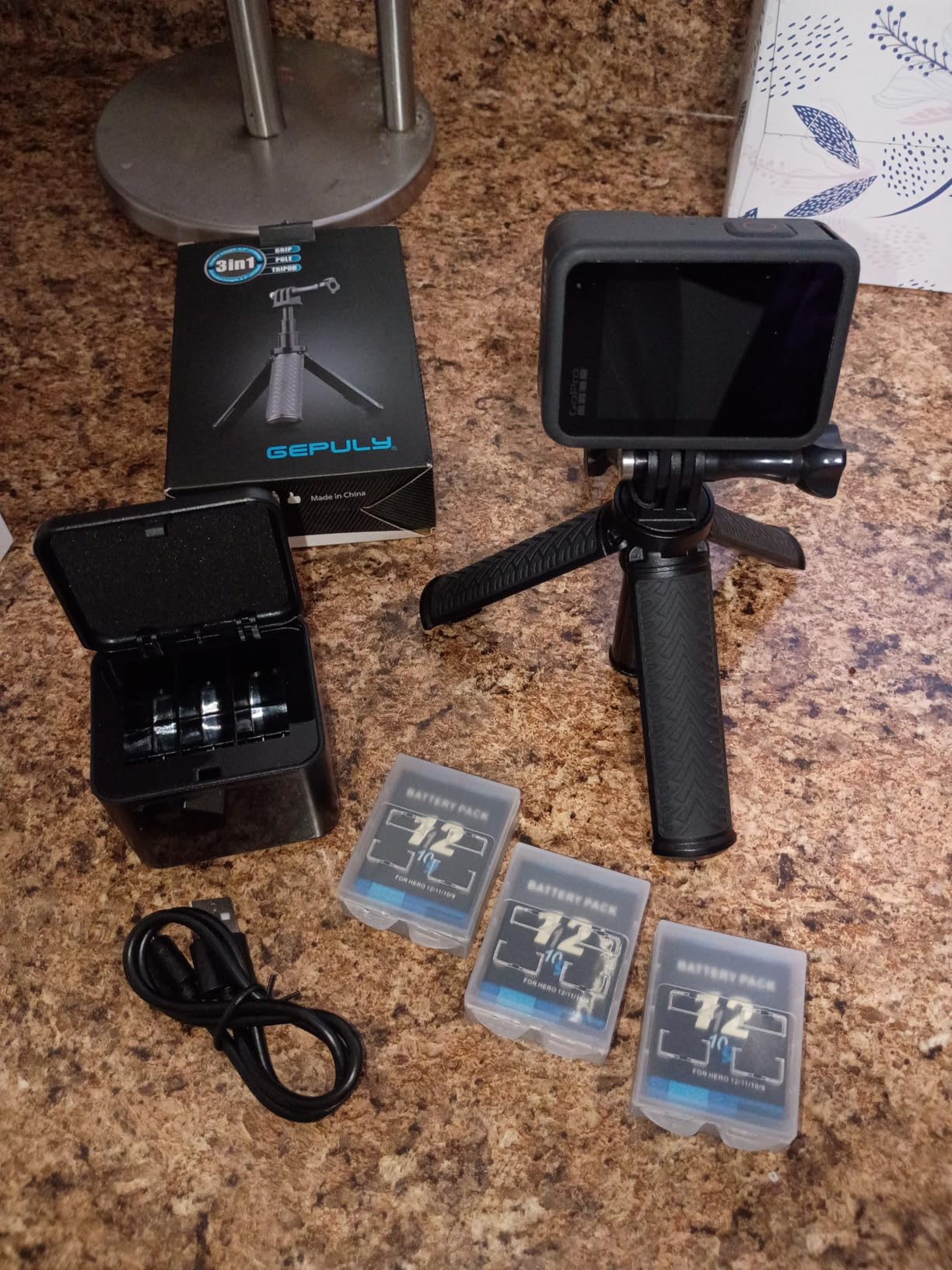 Battery Charger Kits for GoPro Hero 12 11 10 9 Black, 3-Pack 2000mAh Replacement Batteries + Triple Charge Case with Type-C Charging Cord customer photo 1