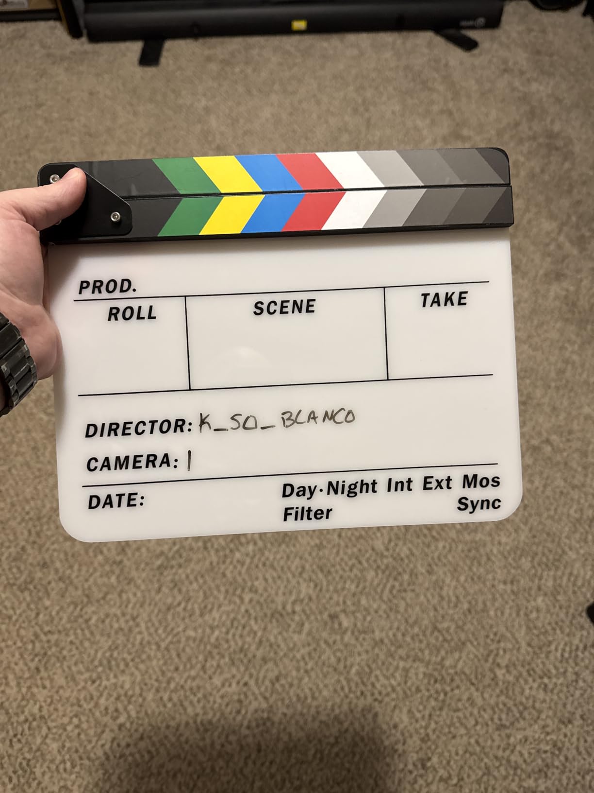 ALLZEDREAM Acrylic Directors Clapboard Film Clapper Board Cut Action Scene Slates with 2 Dry Erase Whiteboard Pens, Multicolor customer photo 1