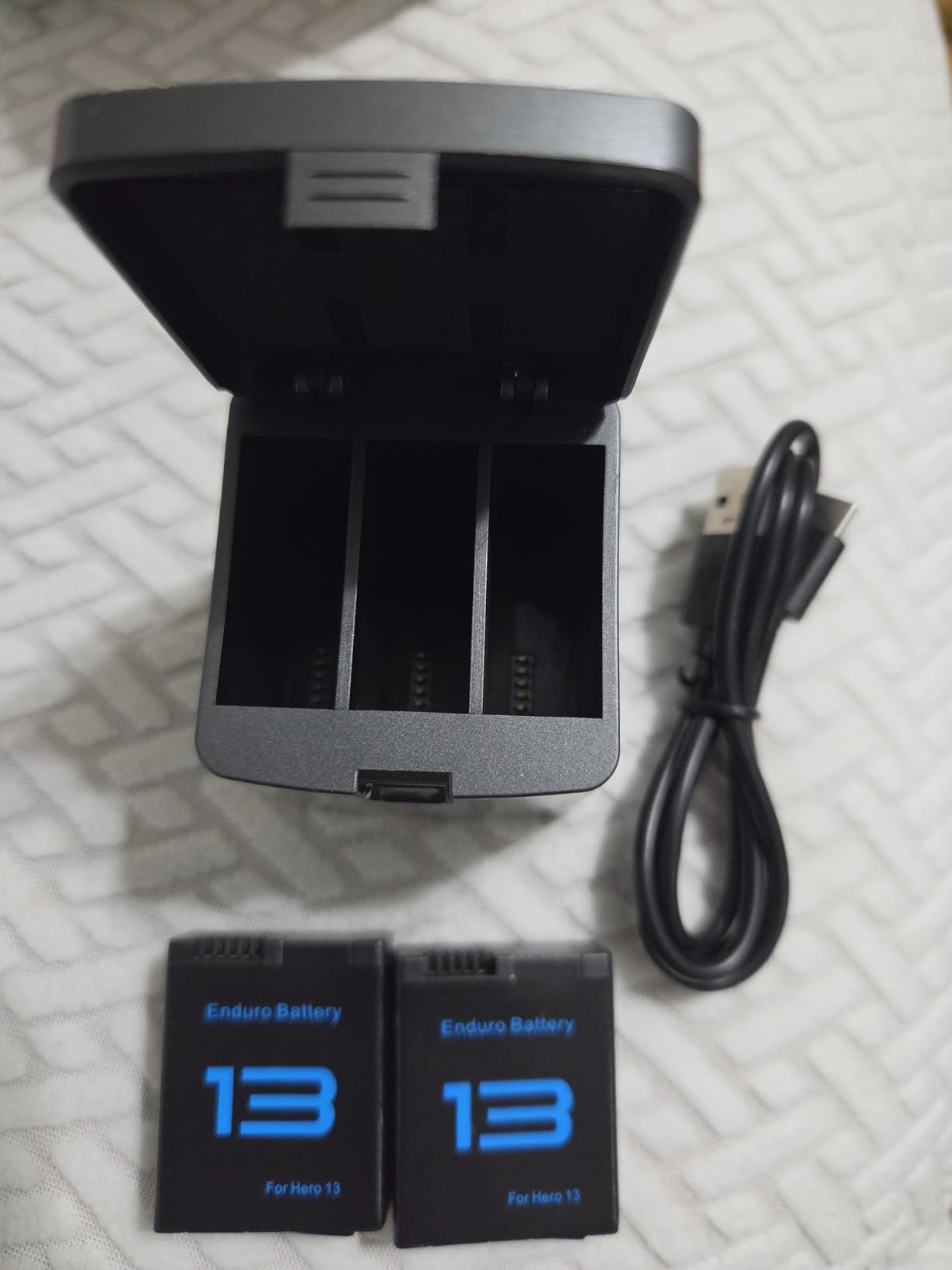 2 Packs Batteries 2100mAh Compatible with GoPro Hero 13 Black Camera with 3 Slot Battery Charging Station (Charger & 2 Batteries) customer photo 2