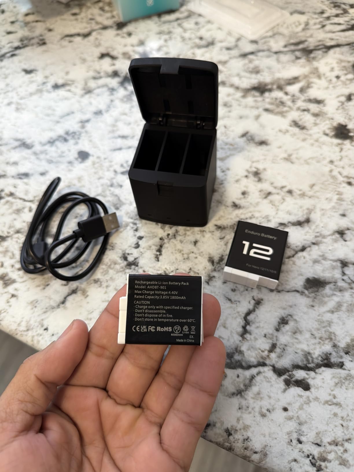2 Packs 1800mAh Batteries for GoPro Hero 12 with 3 Channel Battery Charging Station Compatible with GoPro Hero 12, 11, 10, 9 Black Camera (2 Batteries & 1 Charger) customer photo 1
