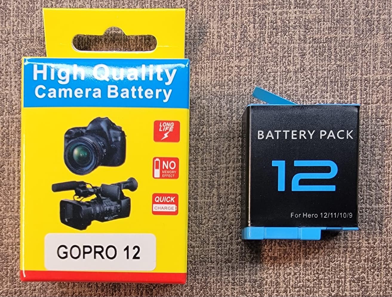 2-Pack Hero 12 Replacement Battery Compatible with Hero 9/10/11/12 Black Camera, Upgraded Rechargeable Battery with 1800mAh Capacity and 3.85V Voltage customer photo 1