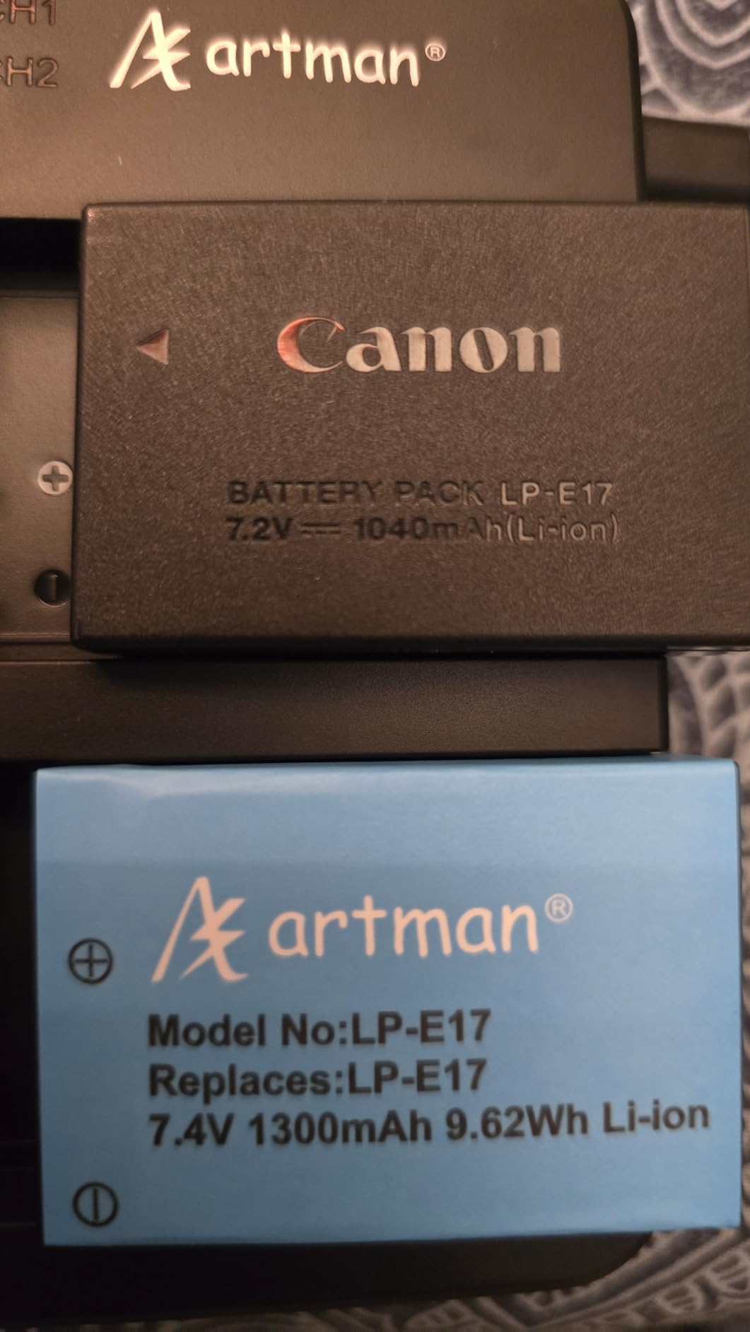 Artman LP-E17 Battery 2-Pack and Rapid Dual LP E17 Battery Charger for Canon EOS R50 R100 RP R10 R8, Rebel T8i T7i T6i T6s, Powershot V1, SL2 SL3, M3 M5 M6, 77D 200D 250D 750D 760D 800D 8000D Cameras customer photo 2
