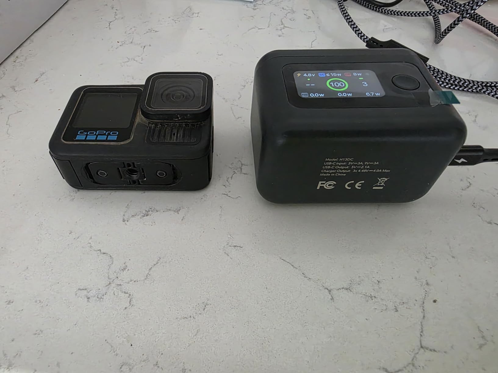 YDW Hero 13 Battery 2-Pack 2100mAh with 27W Intelligent Two-Way Fast Charger Hub Compatible with GoPro Hero 13 Black,Shows Battery SOC customer photo 1