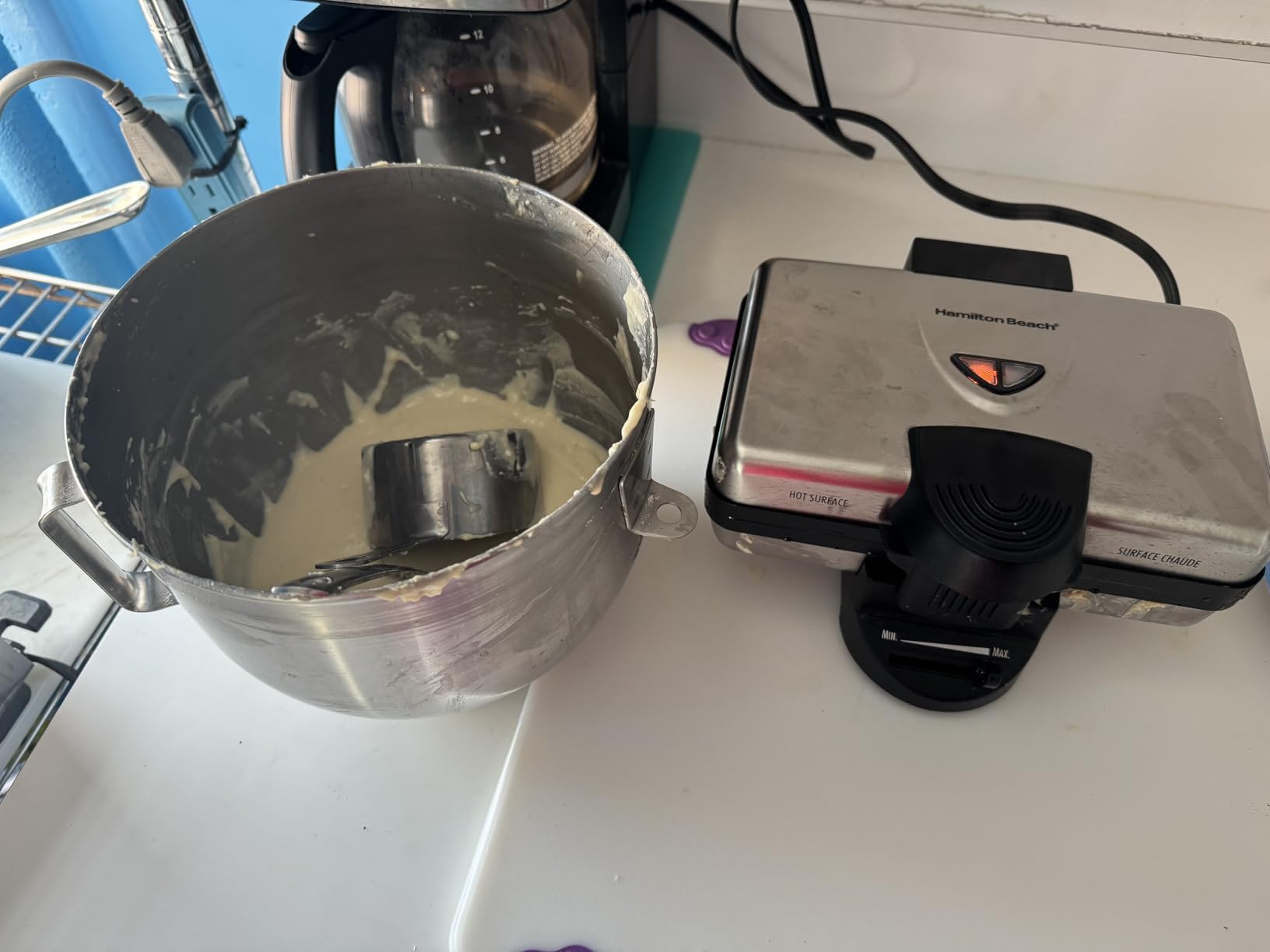 Hamilton Beach Belgian Mini Waffle Maker with Shade Control, Makes 2 at Once, Create Personalized Keto Chaffles and Hash Browns, PFAS-Free Non-Stick Plates, Compact Design, Stainless Steel (26009) customer photo 1