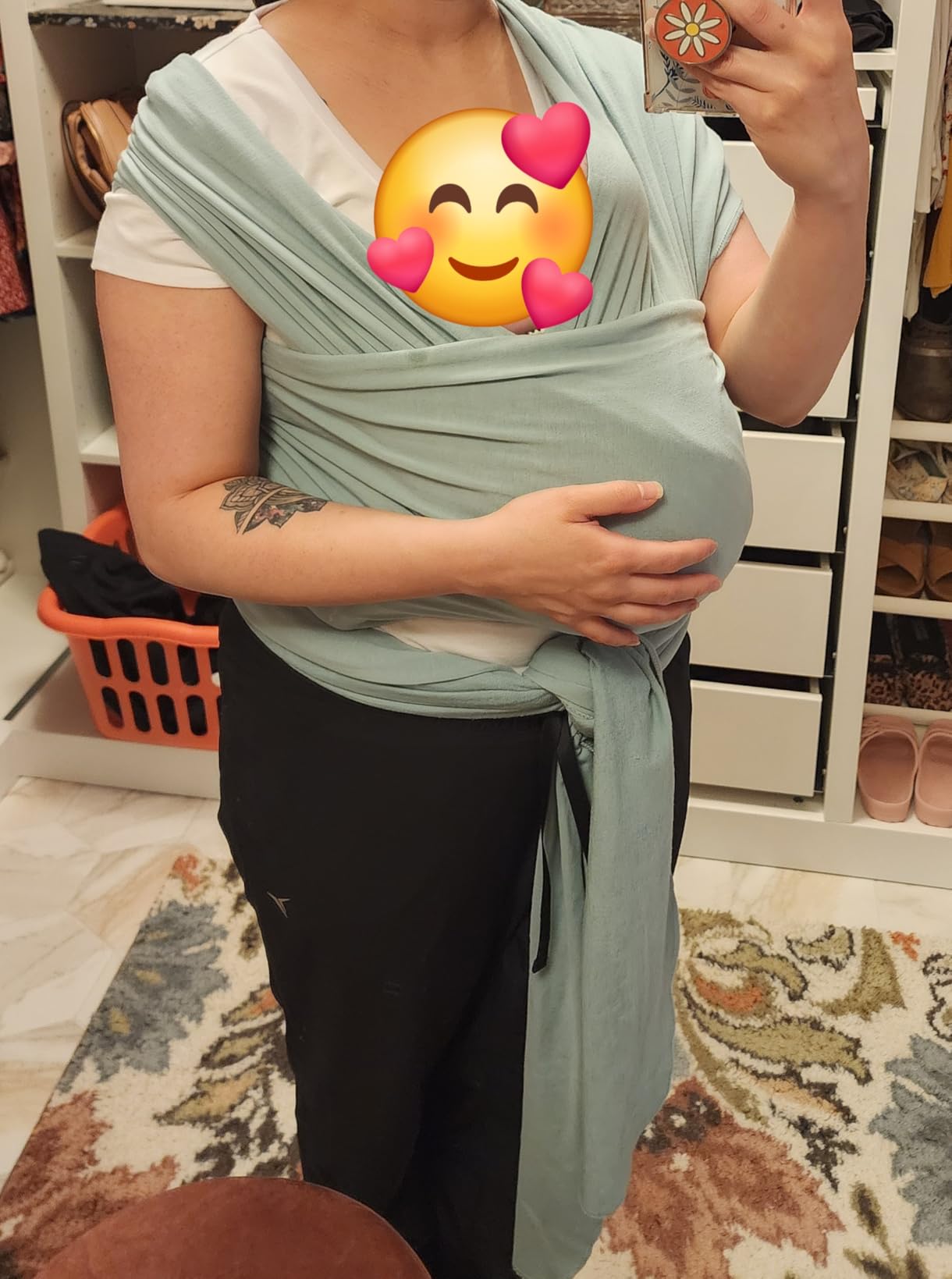 Boba Baby Wrap Carrier - Original Baby Sling Carrier for Newborns (7-35 lbs), Soft, Secure, Hands-Free & Ergonomic, Ideal for Comfortable Bonding, New Parents (Grey) customer photo 2