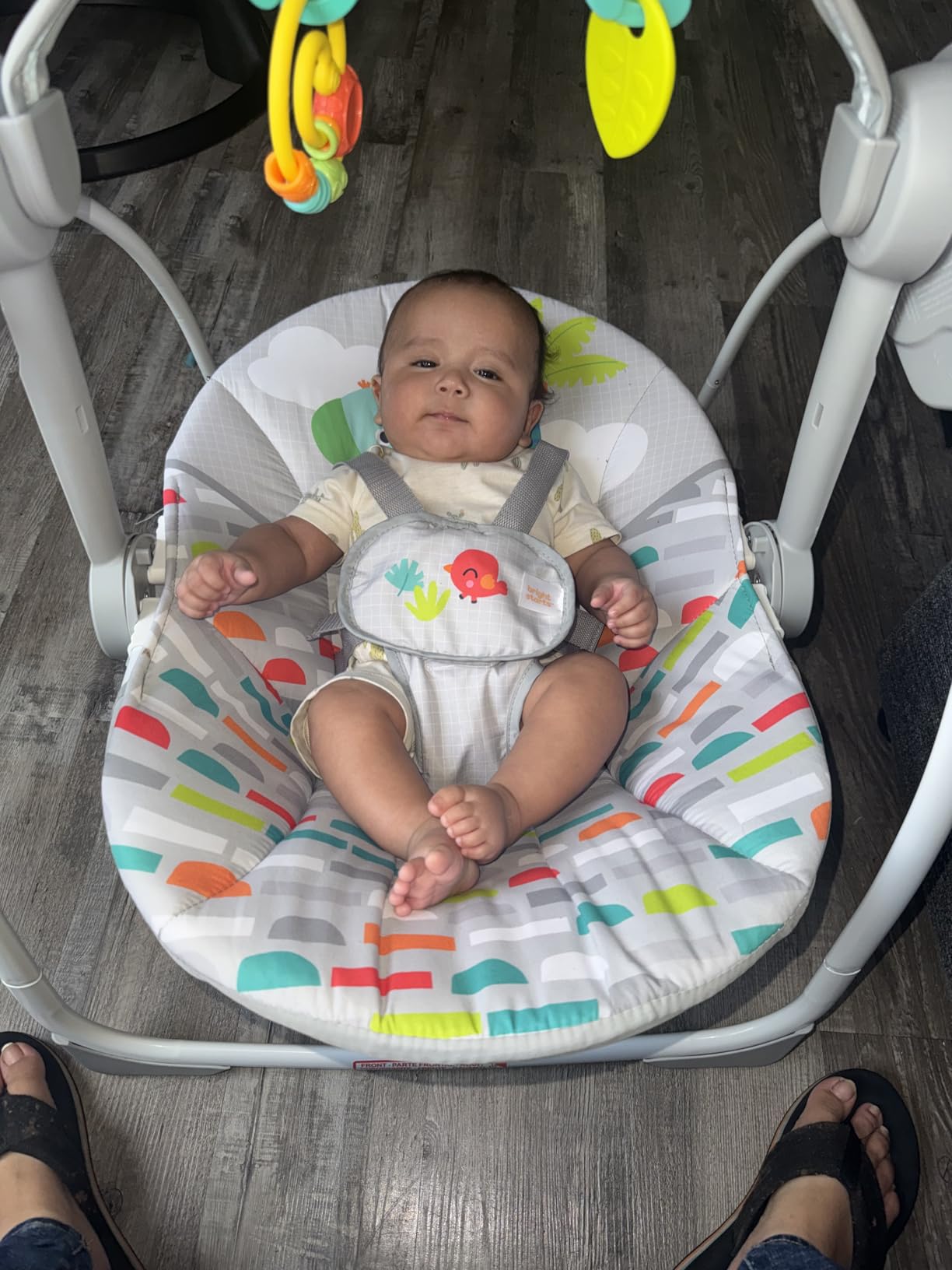 Bright Starts Portable Automatic 6-Speed Baby Swing with Adaptable Speed, Taggies, Music, Removable-Toy-Bar, 0-9 Months 6-20 lbs customer photo 2