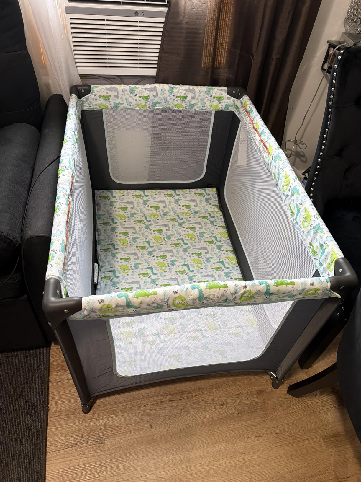 Dream On Me Zodiak Baby Playard, Breathable Mesh Sides, Soft Comfortable Mattress, Quick & Easy to Fold with Travel Carry Bag, Compact Space Saving Design - Grey & Pink customer photo 2