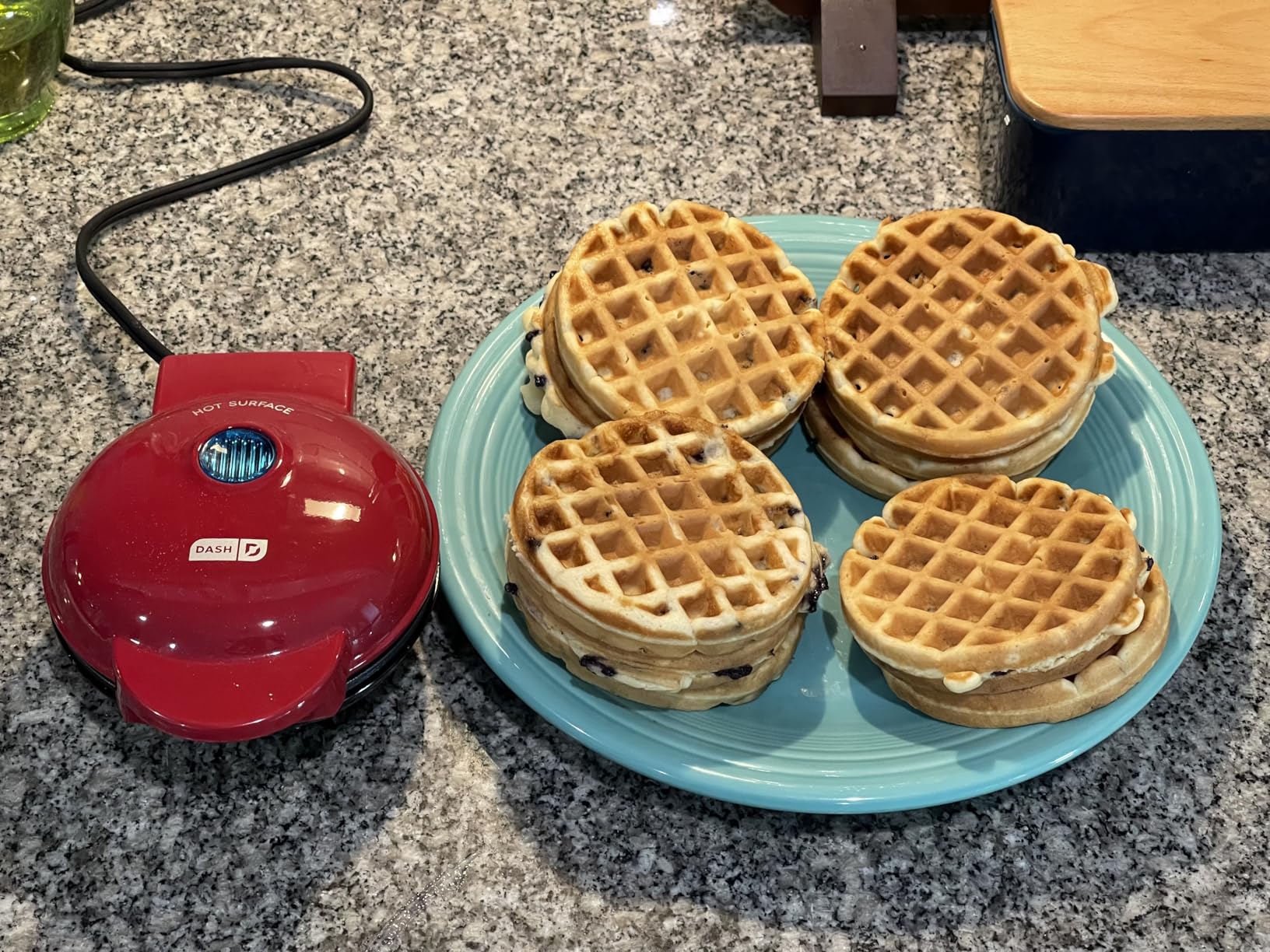 Dash Mini Waffle Maker- Compact Electric Iron for Creative Homemade Treats - Nonstick Surface - Easy-to-Clean - Perfect for Kids & Families - Red customer photo 2