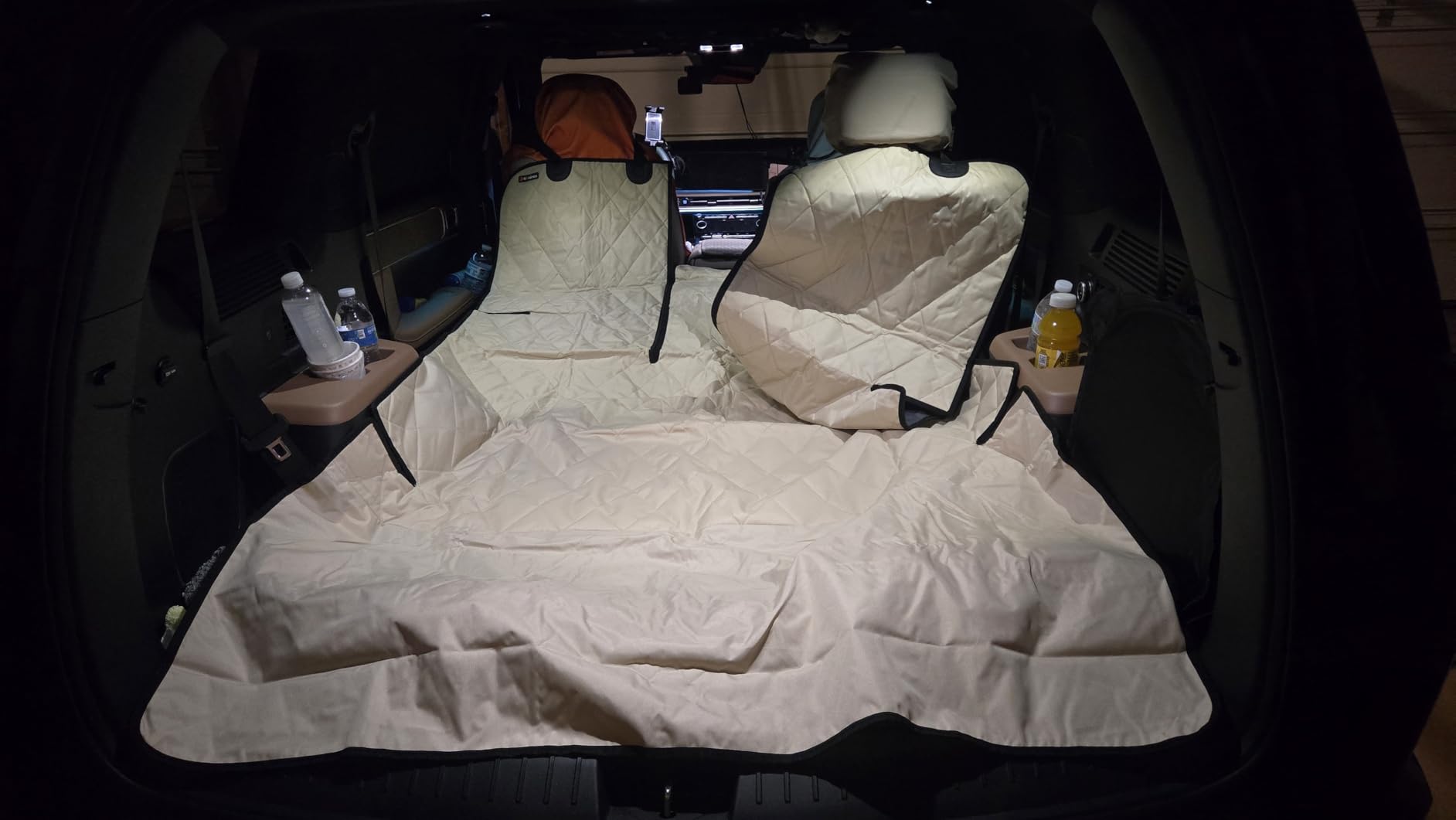 4Knines Split Cargo Liner for SUV - For Dogs & Pets, Heavy-Duty, Waterproof Trunk Mat & Cargo Cover - Fits 60/40 Split Bench & Armrest Pass-Through - Machine Washable, Non-Slip, Durable (Large, Black) customer photo 1