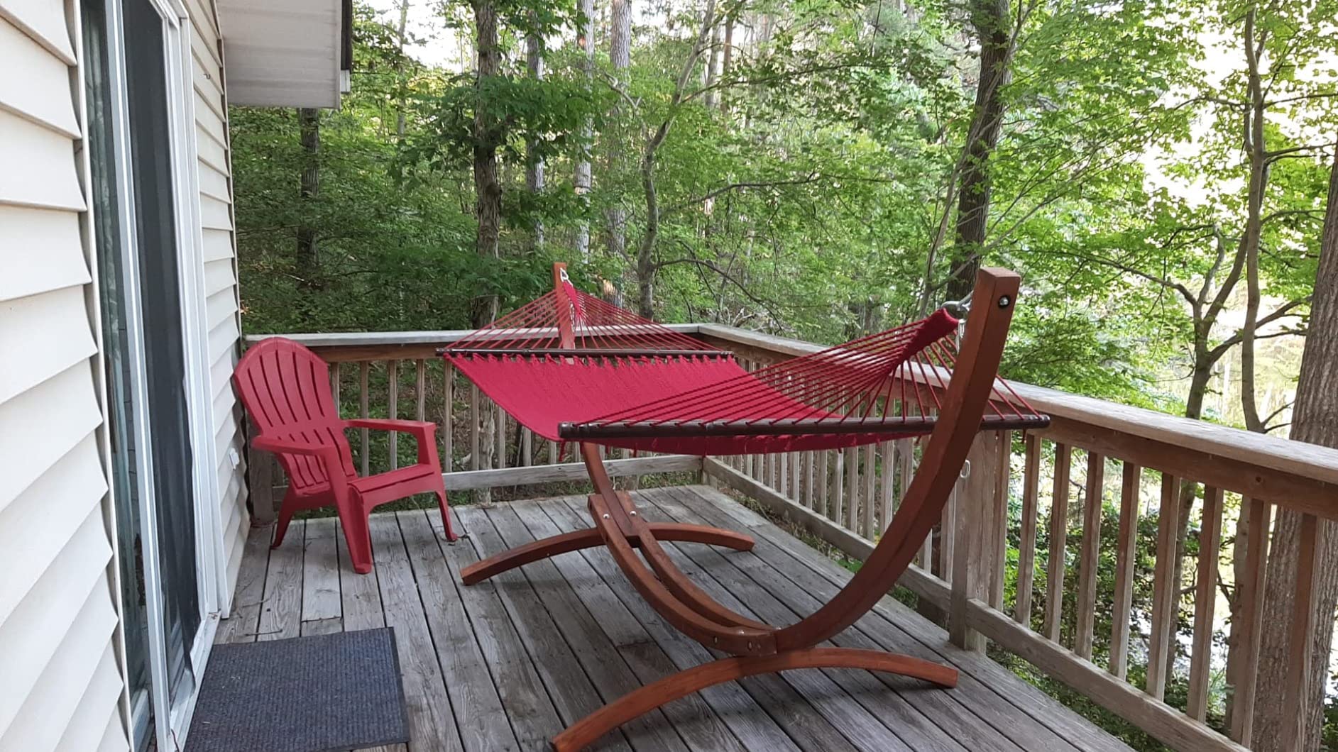 Sunnydaze Curved Wood Hammock Stand Only - 2-Person Wooden Hammock Stand for Outside with 400-Pound Capacity- 13-Foot customer photo 1