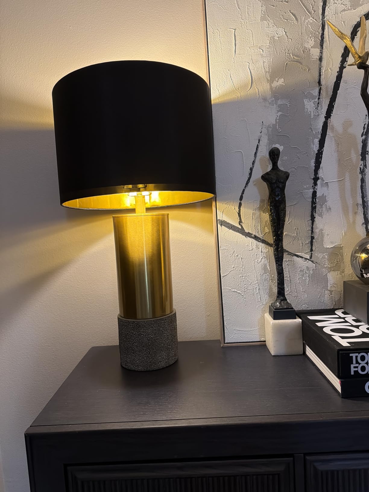 Signature Design by Ashley Jacek Contemporary Table Lamp, 2 Count, 3 Way Switch, Metal, Poly Resin and Drum Shade, 15
