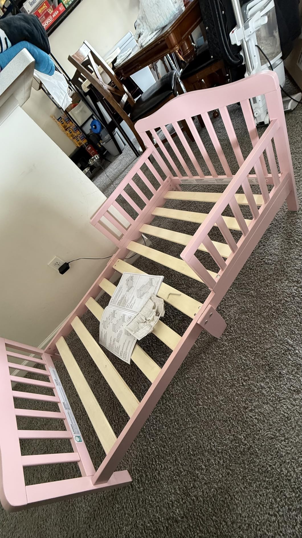Dream On Me Classic Design Toddler Bed in Cool Grey, Low-to-Floor Wooden Bed with Safety Rails, GREENGUARD Gold & BSA Certified, Non-Toxic Finish customer photo 2