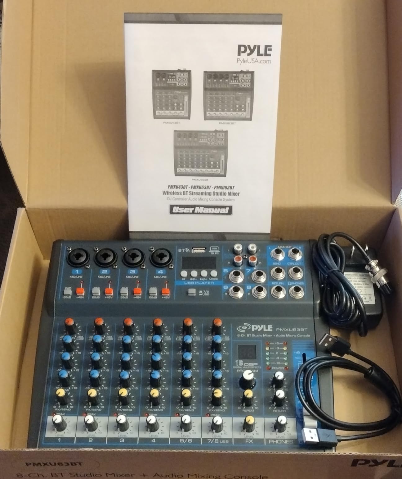 Pyle Professional 8 Channel Audio Mixer with Bluetooth - DJ Sound Board - USB Computer Input - Built-in MP3 Player - 48V Phantom Power - 3 Band EQ - 16-Bit DSP FX - Band, Studio Ready - PMXU83BT customer photo 2