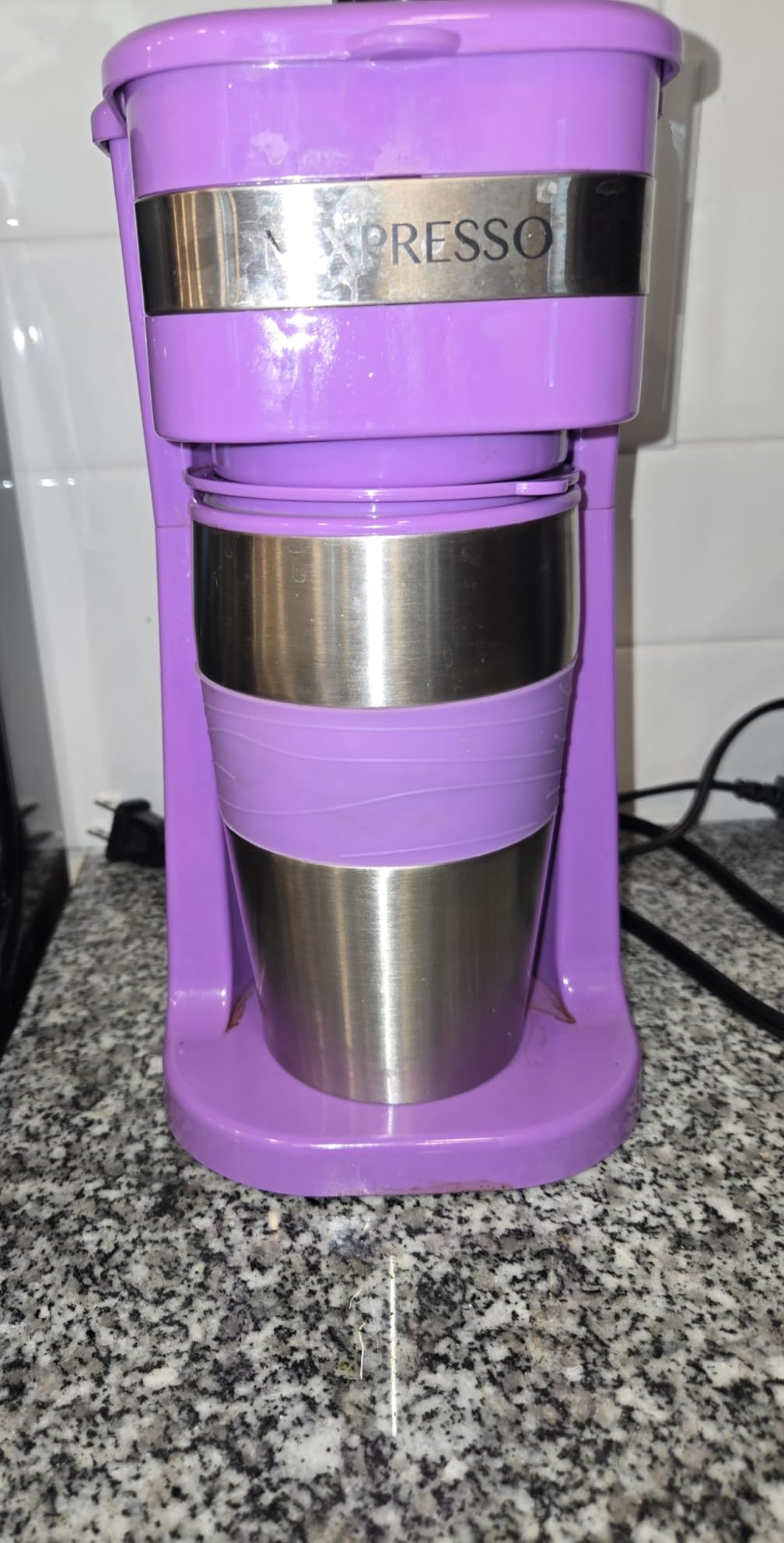 Mixpresso Black Personal Single Serve Coffee Maker with 14oz Travel Mug, Drip Small Coffee Maker with Auto Shut Off, Reusable Filter, Works with Ground Coffee Only customer photo 1