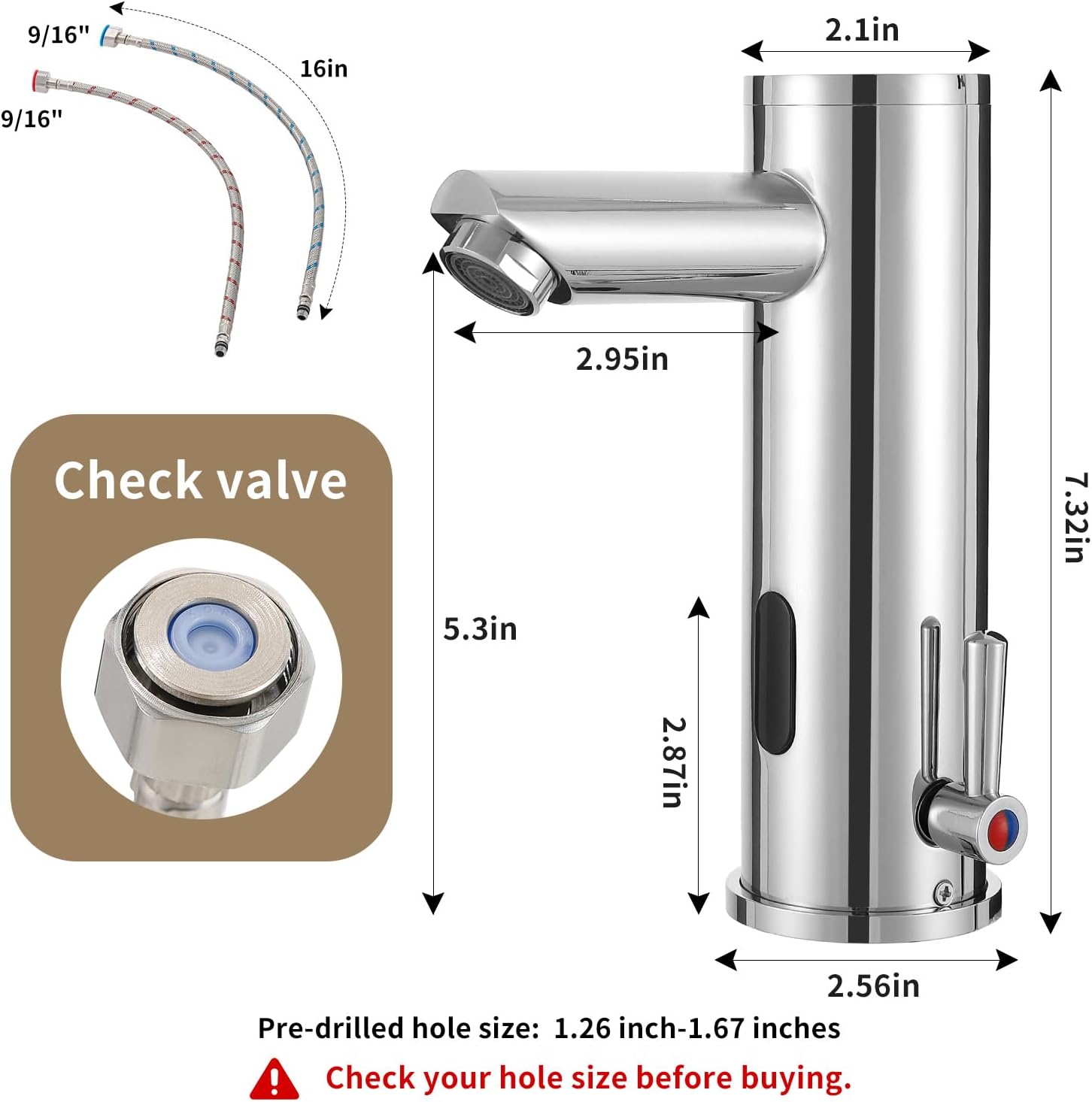 Automatic Touchless Bathroom Sink Faucet Motion Activated Sensor Hands Free Auto Off 1 Hole Commercial Infrared Brass Basin Faucets Adjustable Cold Hot Single Handle Water Mixer (Chrome) customer photo 1