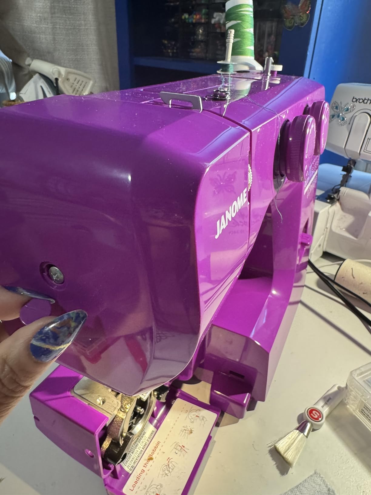 Janome Blue Couture Easy-to-Use Sewing Machine with Interior Metal Frame, Bobbin Diagram, Tutorial Videos, Made with Beginners in Mind! customer photo 2