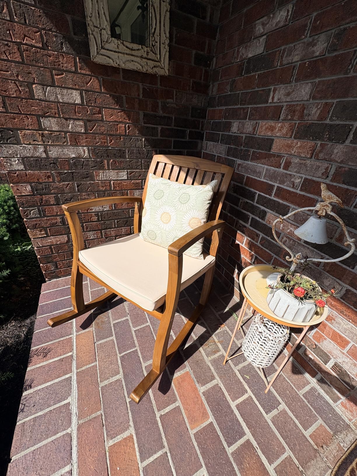 Christopher Knight Home Selma Acacia Rocking Chair with Cushion, Teak Finish customer photo 1