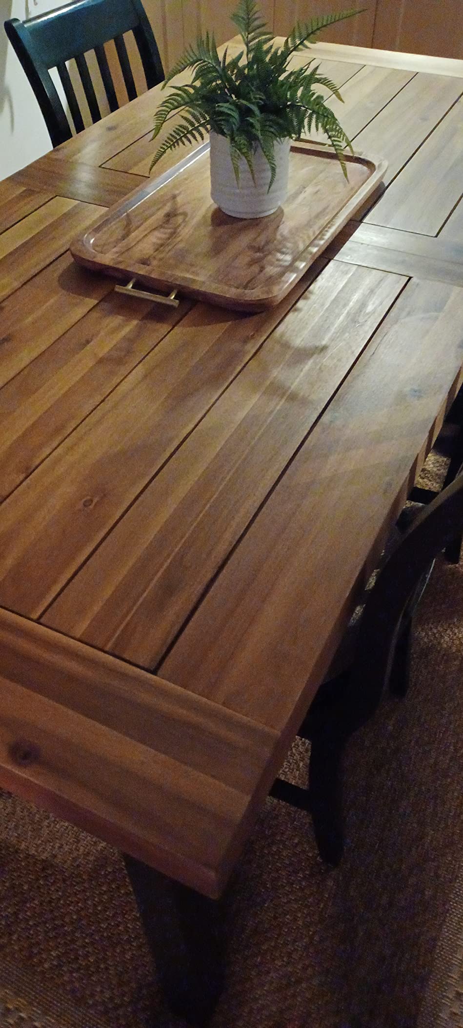 Christopher Knight Home Della Acacia Wood Dining Table, Teak Finish With Rustic Metal customer photo 2
