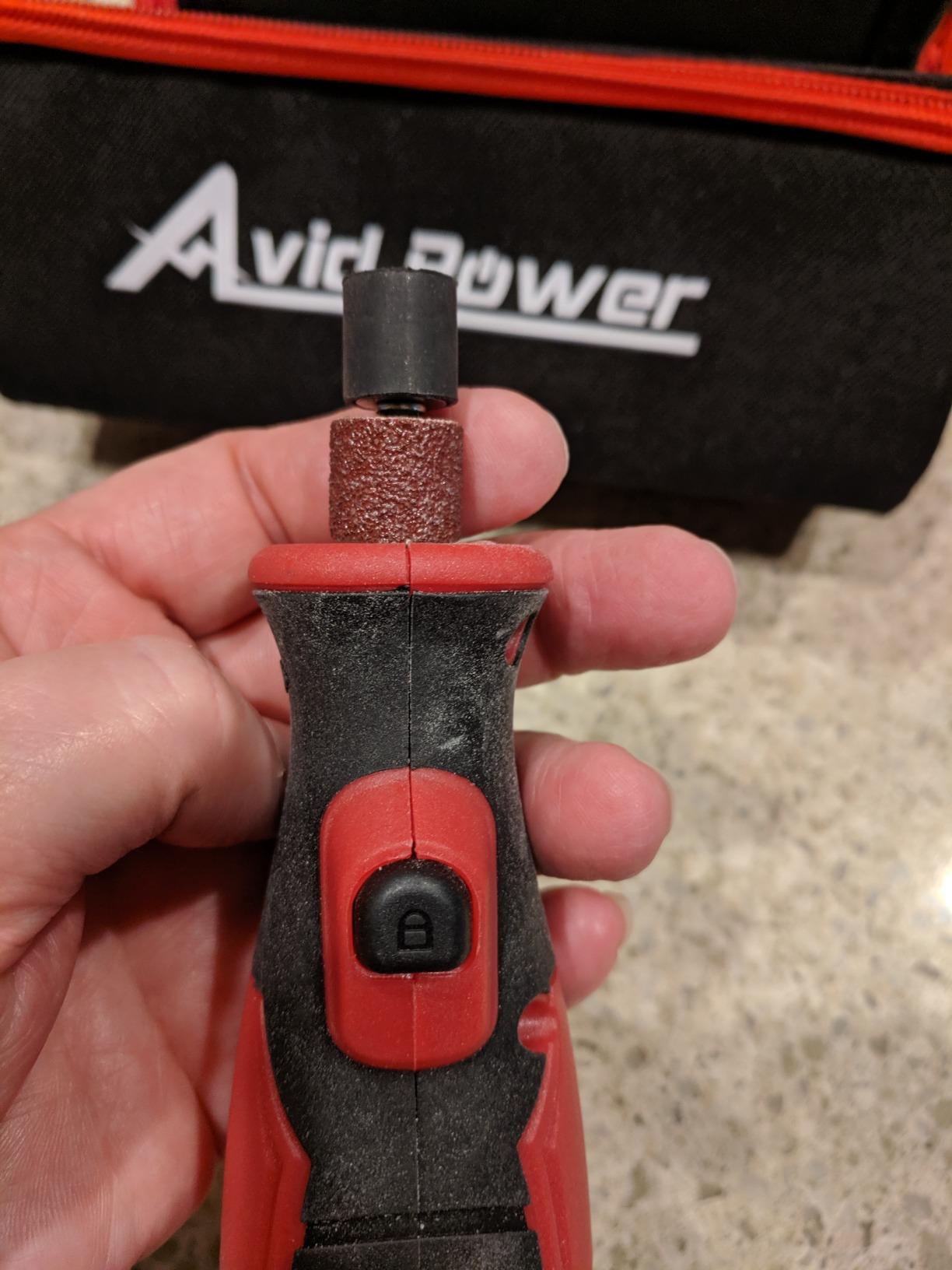 AVID POWER Cordless Rotary Tool 2.0 Ah 8V Rechargeable Rotary Tool, 4 Front LED Lights, 5 Speeds, 60 Pcs Rotary Accessories with Bag for Carving, Engraving, Sanding, Polishing and Cutting - Red customer photo 2