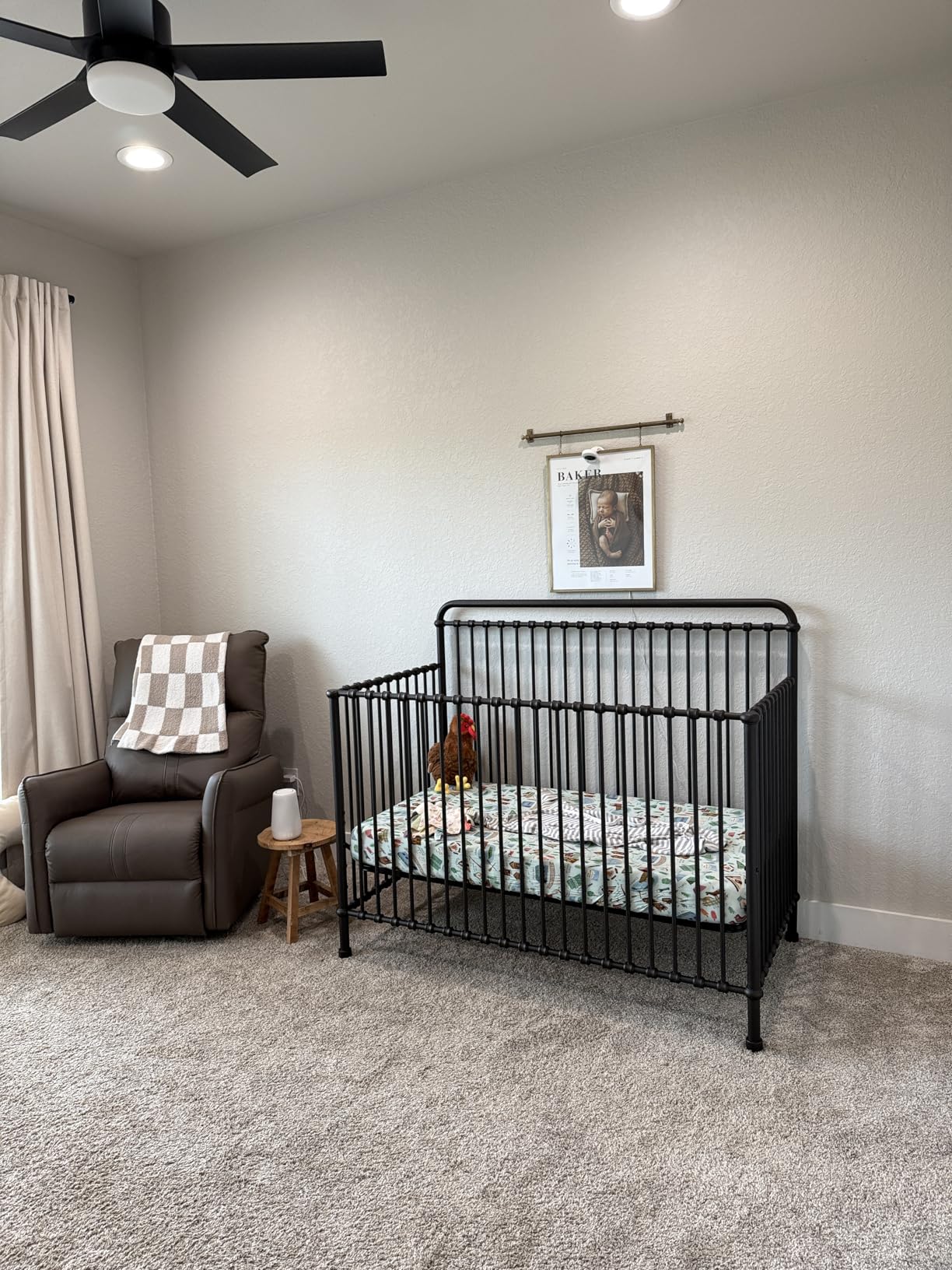 Namesake Winston 4-in-1 Convertible Crib - GREENGUARD Gold Certified Metal Baby Crib Convertible to Toddler Bed, Daybed, Full Size Bed w/ 4 Mattress Heights - Vintage Gold Bedside Crib for Baby customer photo 1