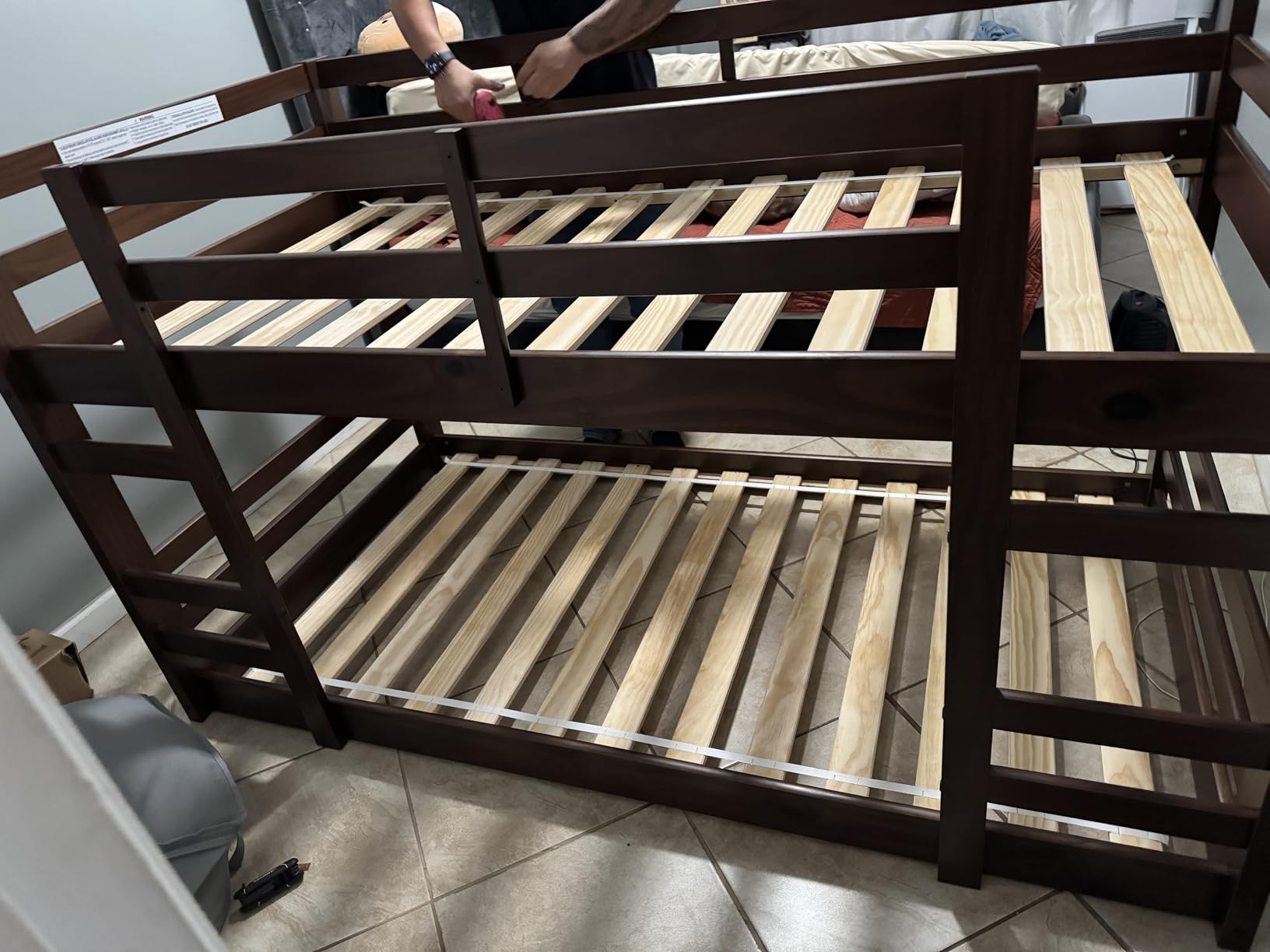 Walker Edison Alexander Classic Solid Wood Stackable Jr Twin Over Twin Bunk Bed, Twin Over Twin, Walnut customer photo 1