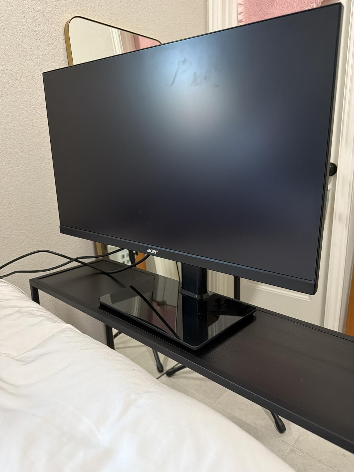 Single LCD Computer Monitor Free-Standing Desk Stand Mount Riser for 13 inch to 32 inch screen with Swivel, Height Adjustable, Rotation, Vesa Base Stand Holds One (1) Screen up to 77Lbs(HT05B-001) customer photo 2