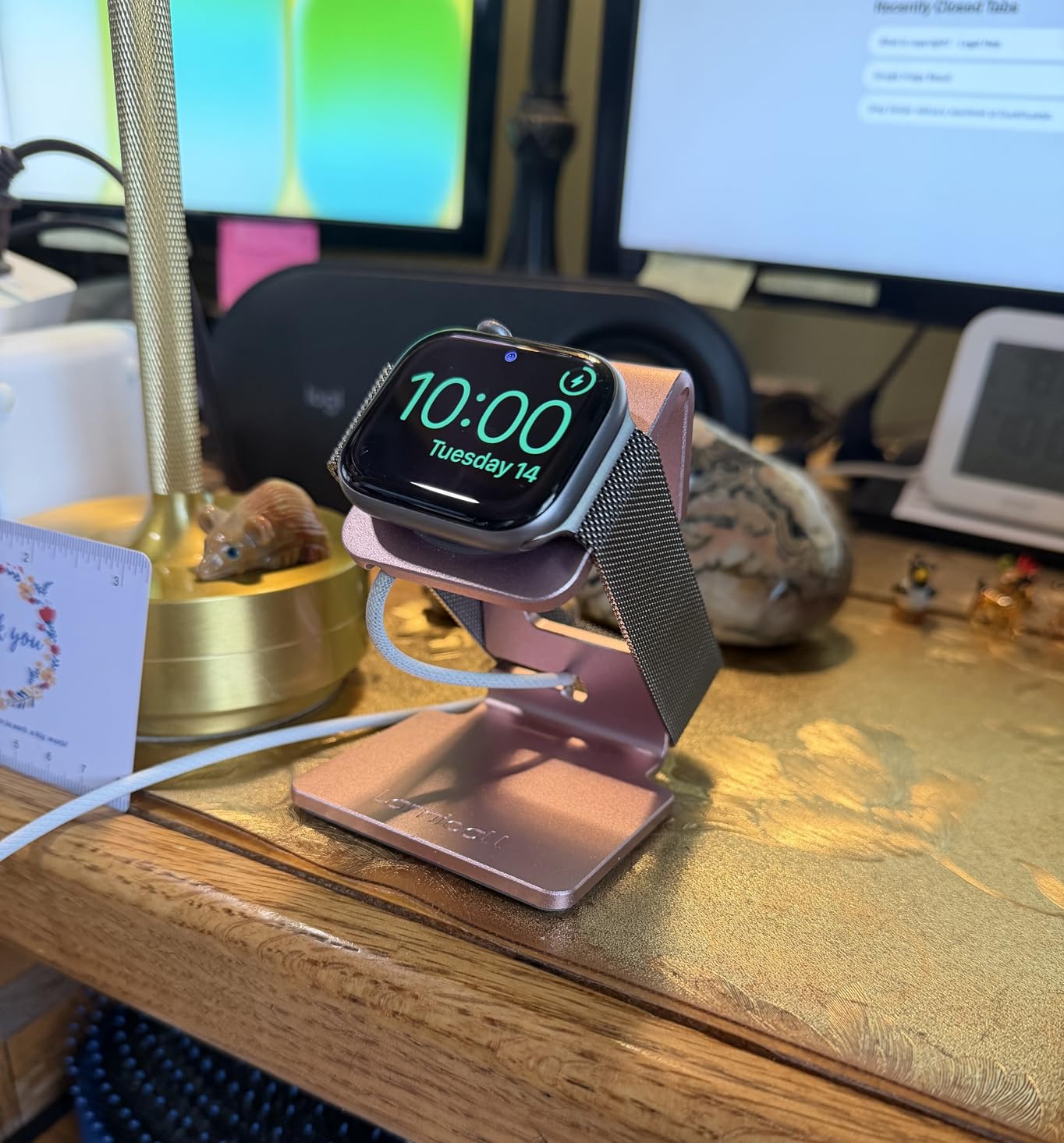 Lamicall Watch Stand for Apple Watch Magnetic Fast Charger - Desk Charging Stand Holder Dock for Apple iWatch Series SE3 SE2 Ultra 3, Series 11 10 9 8 7 6 5 customer photo 2