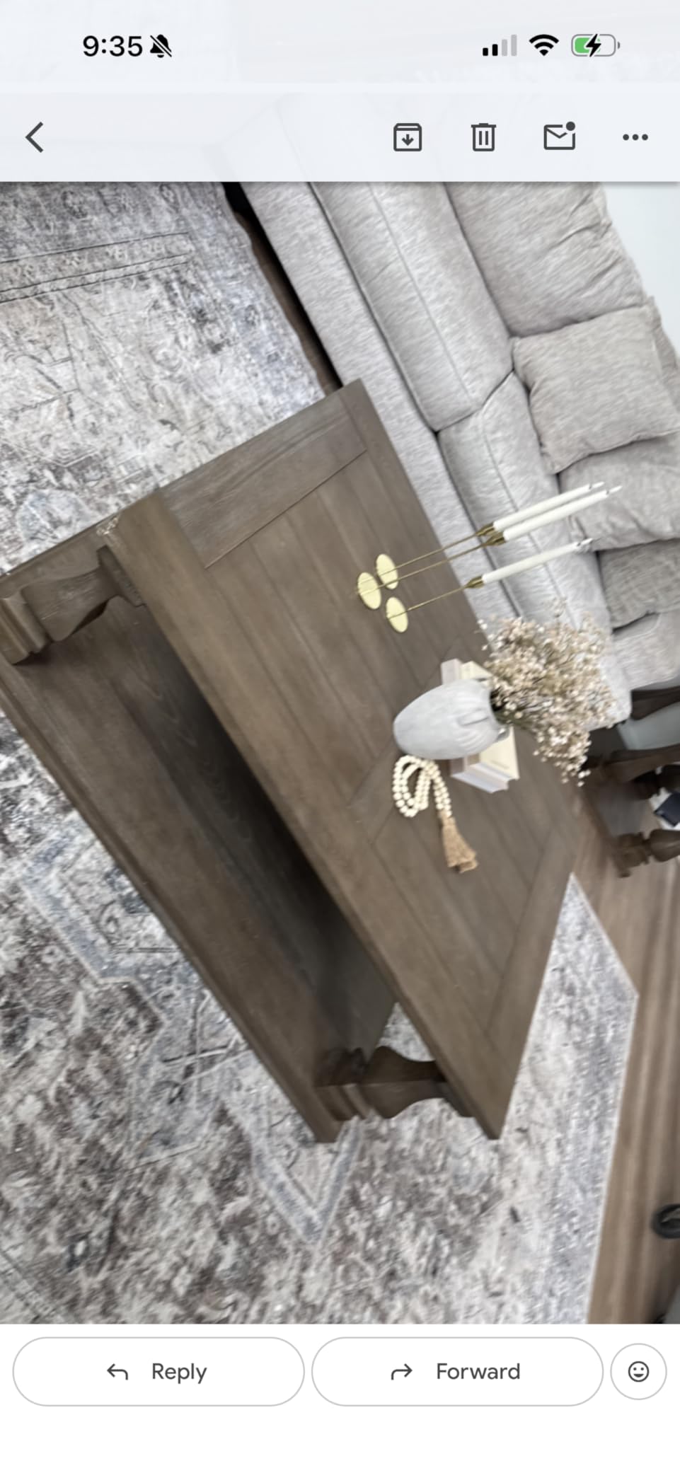 Signature Design by Ashley Johnelle Farmhouse Coffee Table with Weathered Gray Finish, Gray customer photo 1