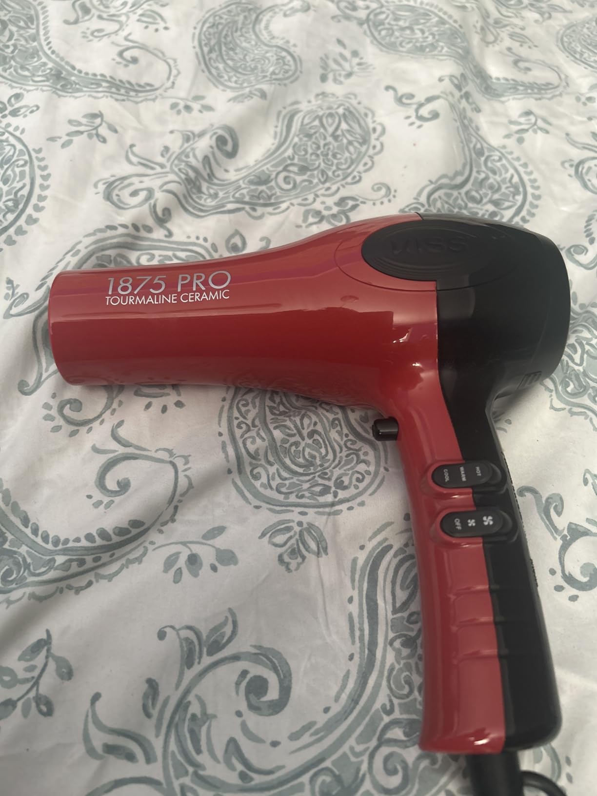 KISS 1875 Watt Pro Tourmaline Ceramic Hair Dryer, Styling Edition, 3 Heat Settings, 2 Speed Settings, Cool Shot Button, 7 Blow Dryer Accessories Included, 2-Year Warranty - Red customer photo 1