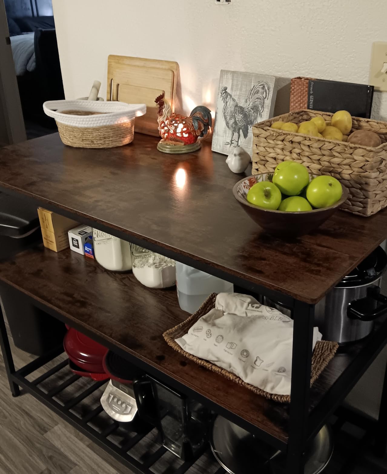 VASAGLE Kitchen Island with 3 Shelves, 47.2 Inches Width Kitchen Shelf with Large Worktop, Industrial, Rustic Brown and Black UKKI01BX customer photo 1