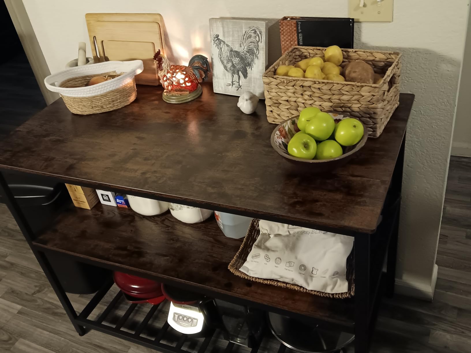 VASAGLE Kitchen Island with 3 Shelves, 47.2 Inches Width Kitchen Shelf with Large Worktop, Industrial, Rustic Brown and Black UKKI01BX customer photo 2