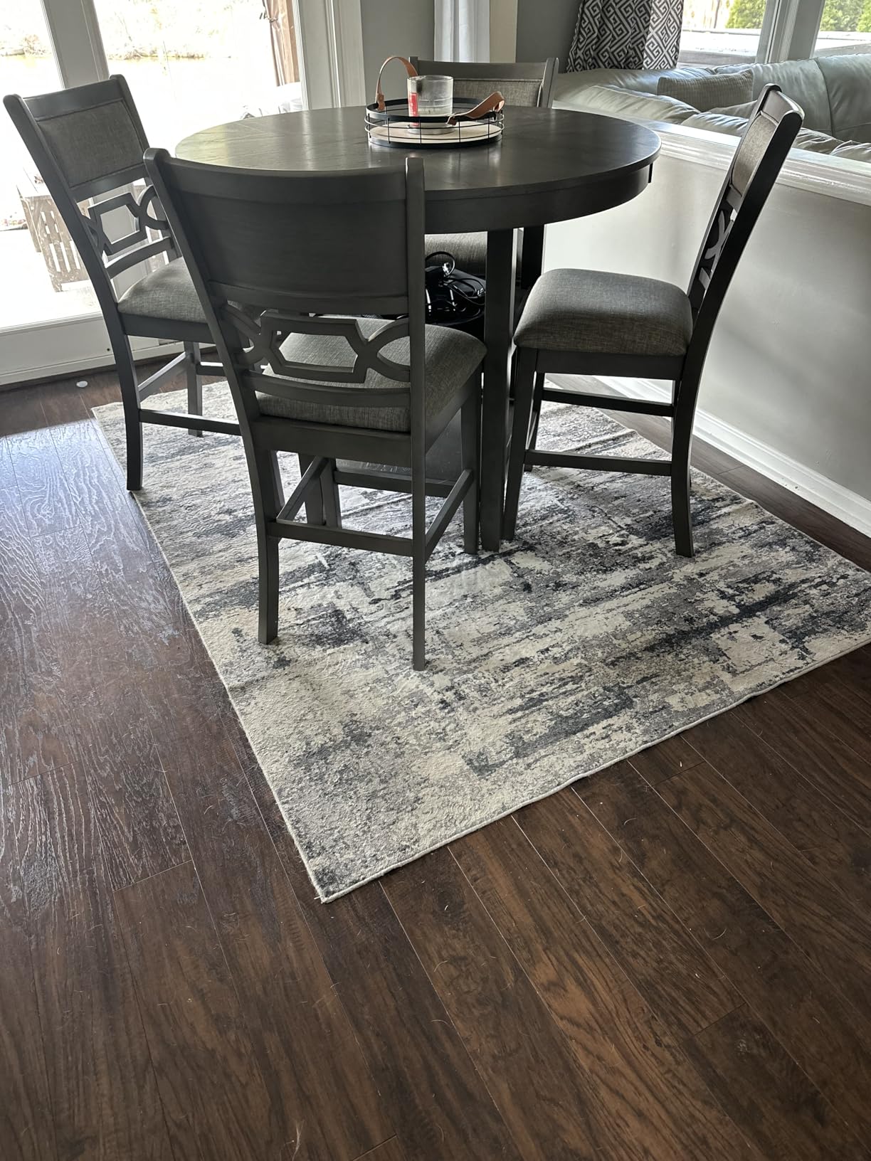 Signature Design by Ashley Bridson 5 Piece Dining Room Set, Includes Table & 4 Ladderback Barstools, Wood, Gray customer photo 1